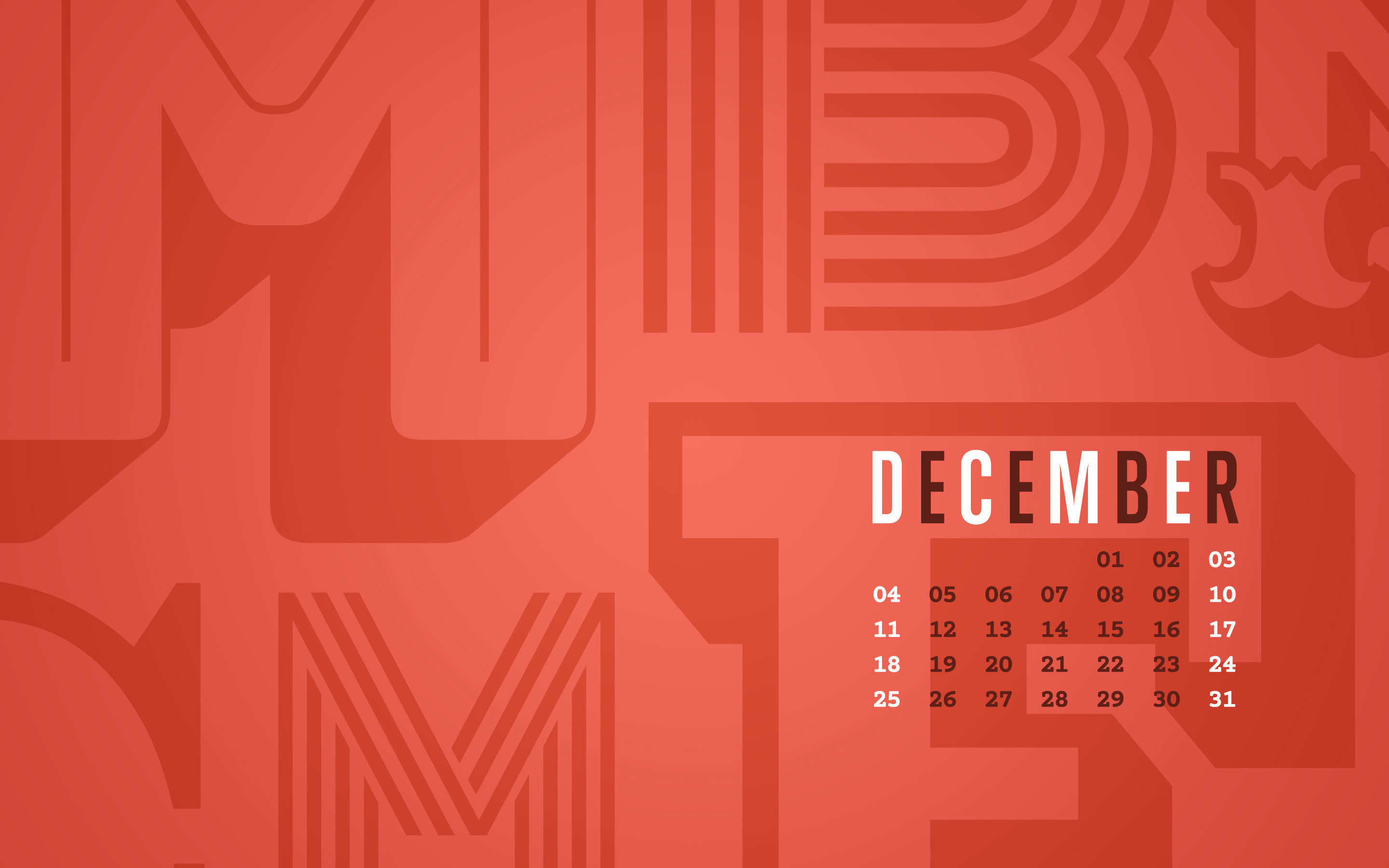 2880x1800 December 2016 Desktop Calendar Wallpaper