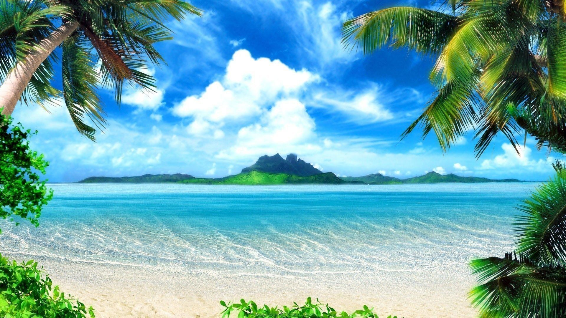 1920x1080 Paradise Beach Summer Desktop Background Wallpaper
