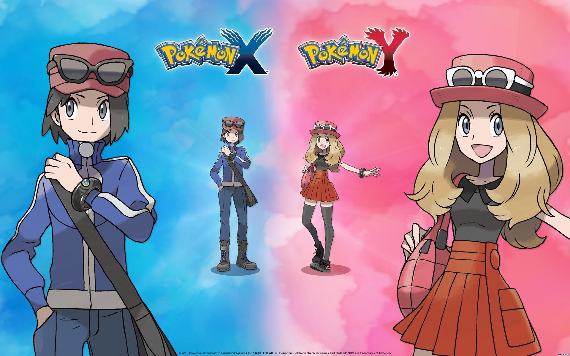 1920x1200 Boy and Girl Trainers from Pokemon X and Y, Official wallpaper of Pokemon  X-Y from