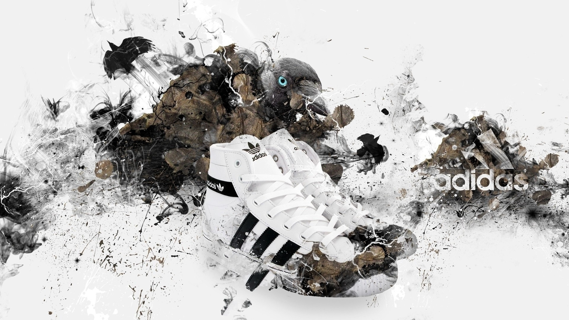1920x1080  Wallpaper adidas, sneakers, shoes, sport, paint