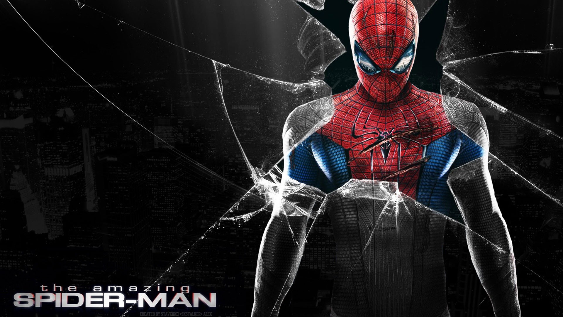 1920x1080 HD The Amazing Spiderman Cracked Screen Wallpaper Full Size .