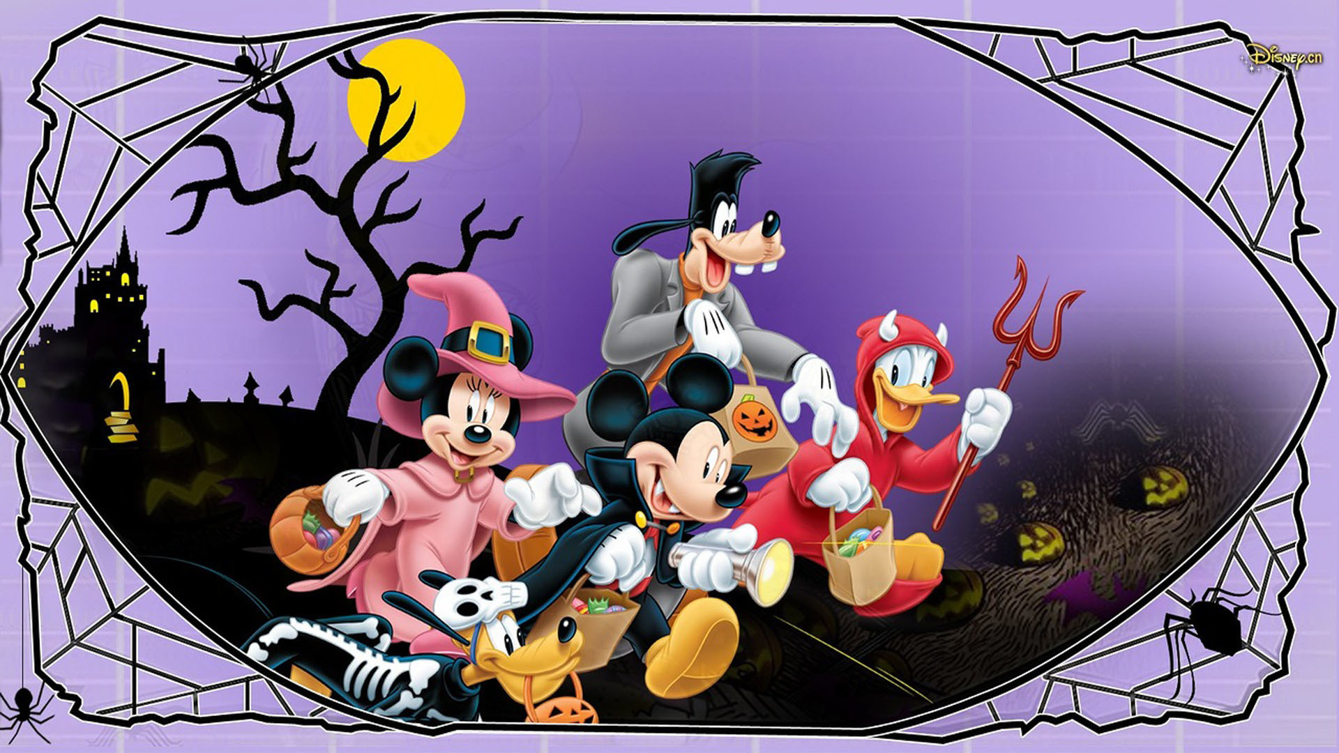 1920x1080 Halloween Mickey Mouse And Minnie Mouse Goofy Donald Duck Pluto Disney  Halloween Wallpaper 1920Ã1200