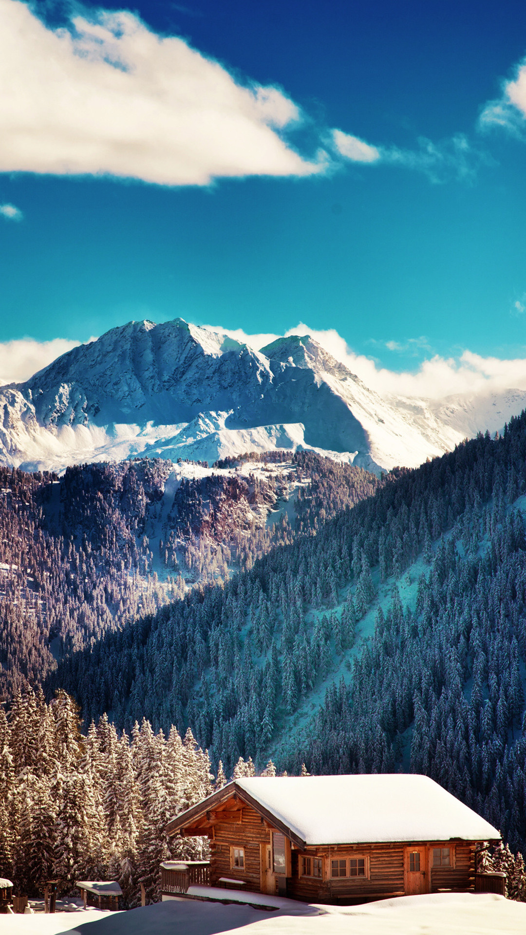 1080x1920 Mountains Chalet Winter Landscape iPhone 6 Plus HD Wallpaper