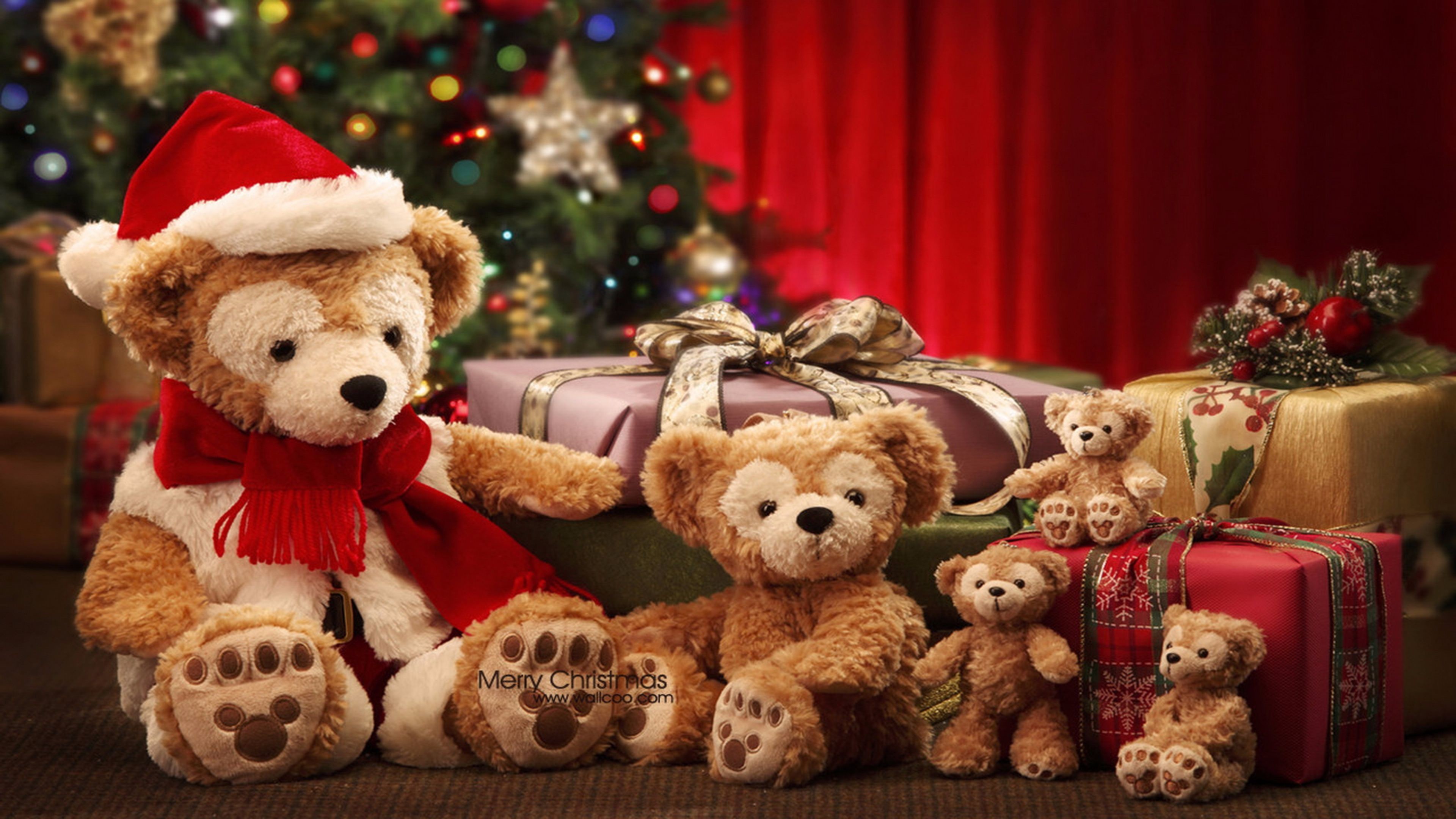 3840x2160 Teddy Bear Merry Christmas 4K Wallpapers