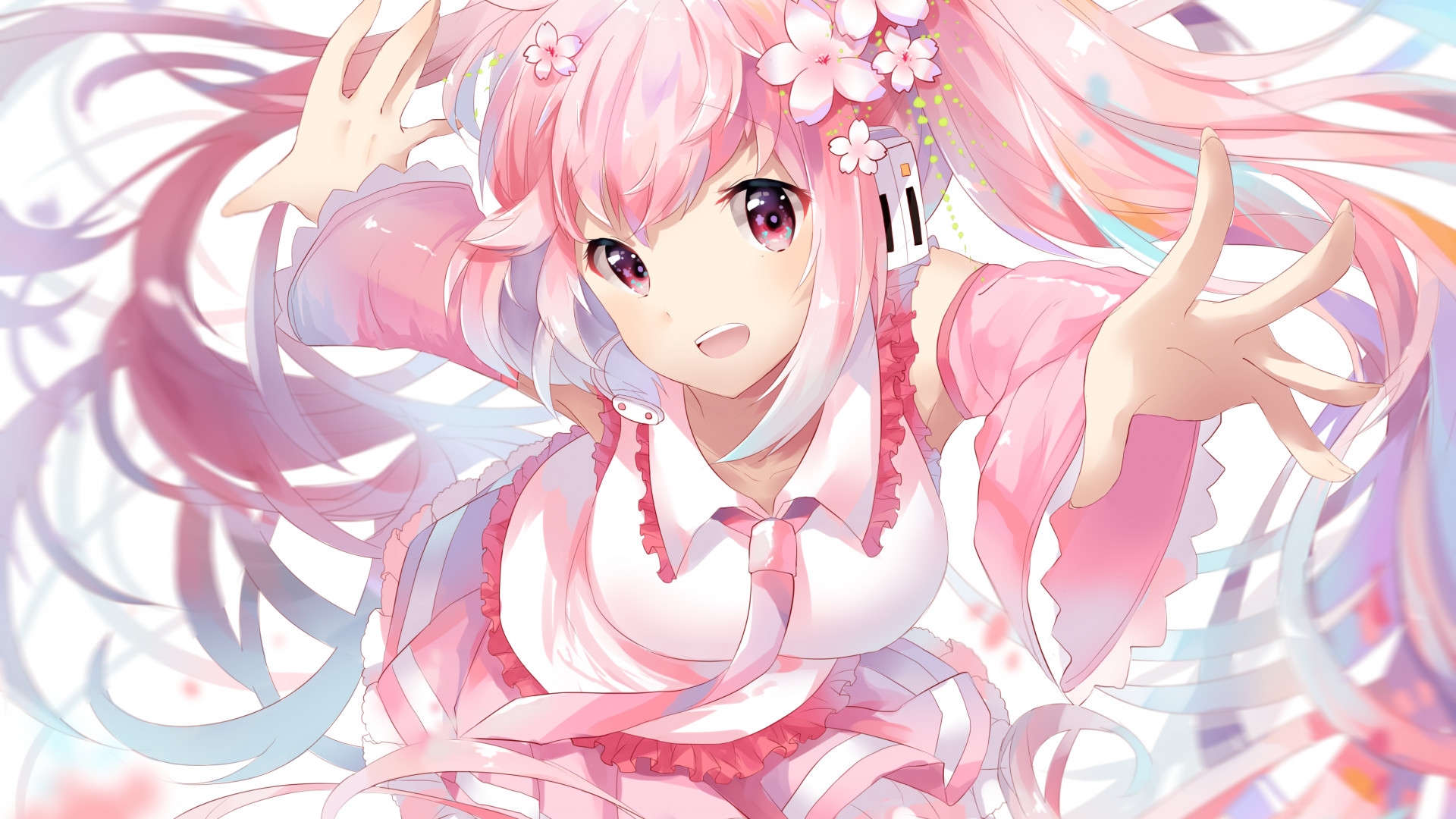 1920x1080 Vocaloid, Sakura Miku, Hatsune Miku, Fan Version, Twintails, Pink Hair