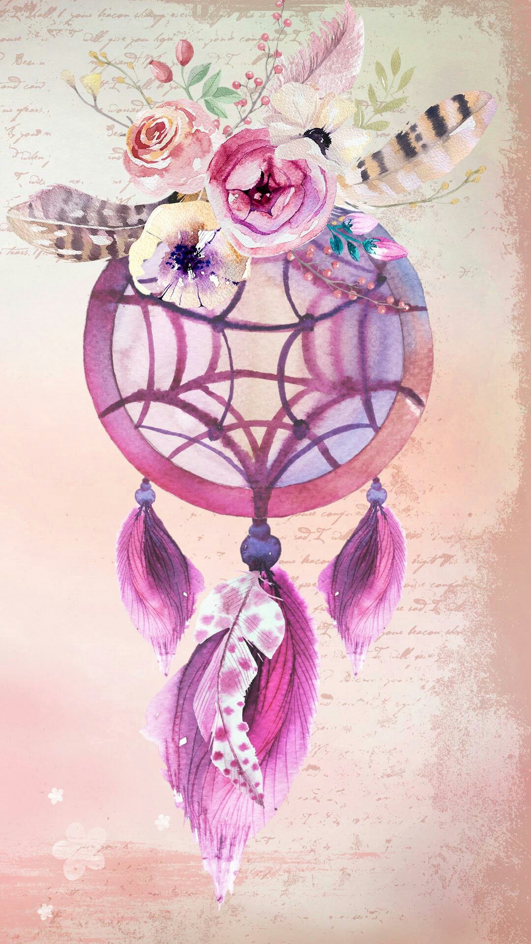 1080x1920 Pink and gold dreamcatcher