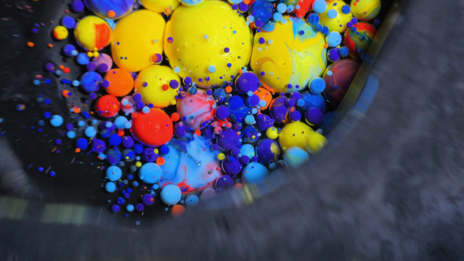 1920x1080 Stream Of Colorful Bubbles Moving On Paint Surface Black Blue Yellow Ink  Beautiful 4K Background Wallpaper Stock Video Footage - Storyblocks Video