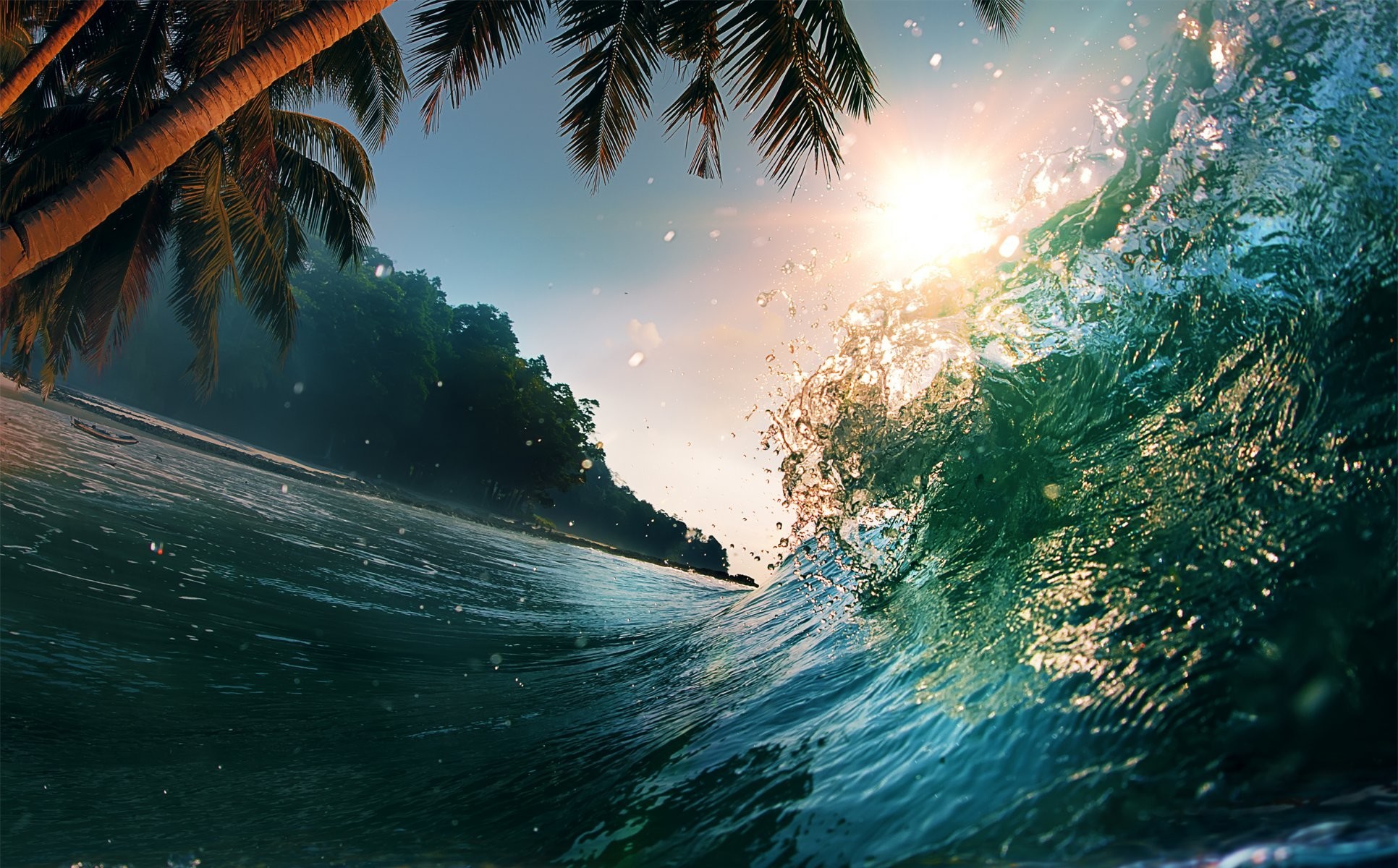 1932x1200 sea wave beautiful sunset scene water splash tropical paradise ocean sea  waves sunlight nature
