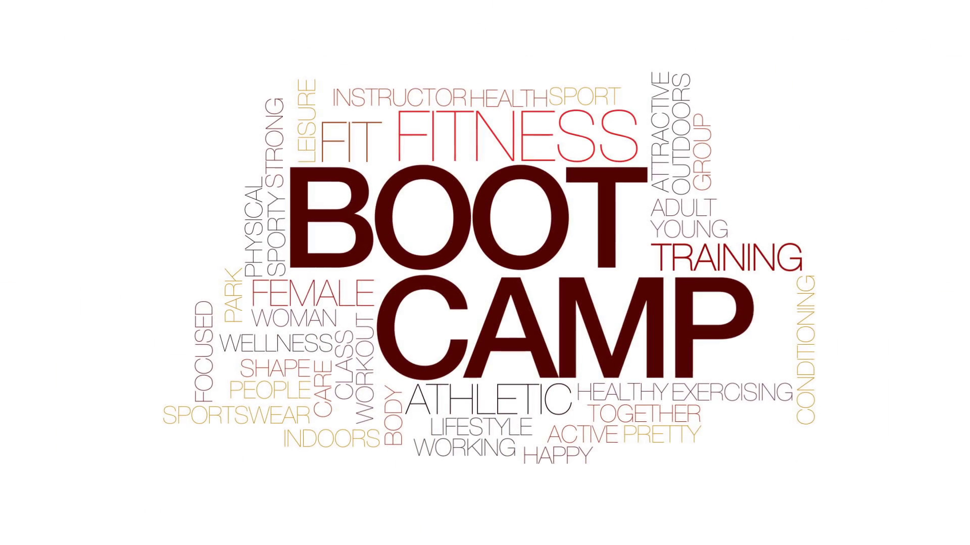 1920x1080 Boot camp animated word cloud, text design animation. Kinetic typography.  Motion Background - VideoBlocks