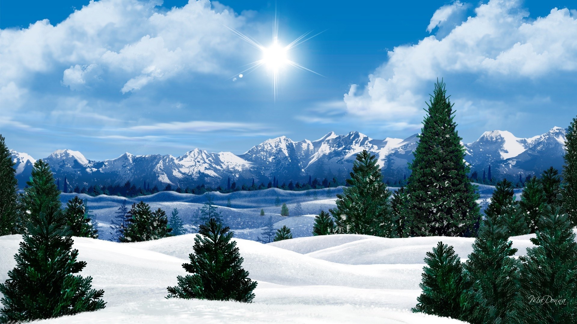 1920x1080 Wonderful Winter Landscape - Hd Nature Wallpaper intended for Christmas  Landscape Background Wallpaper 13977