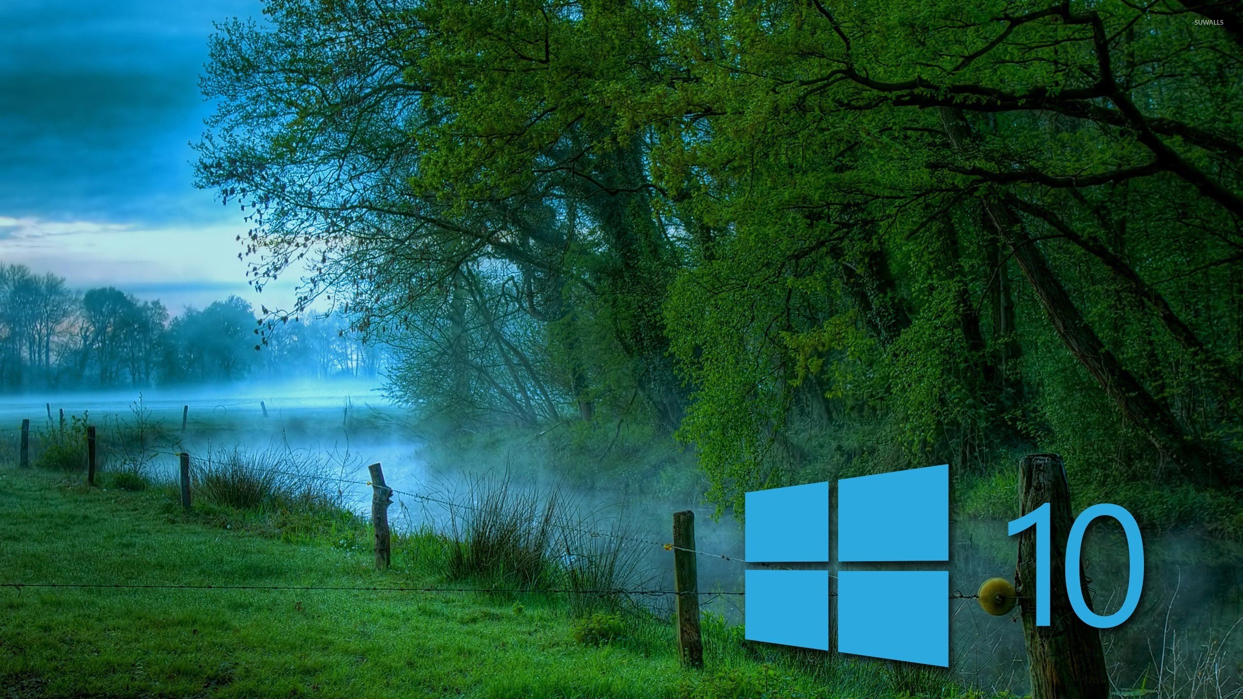 2560x1440 Windows 10 in the misty morning blue logo wallpaper  jpg