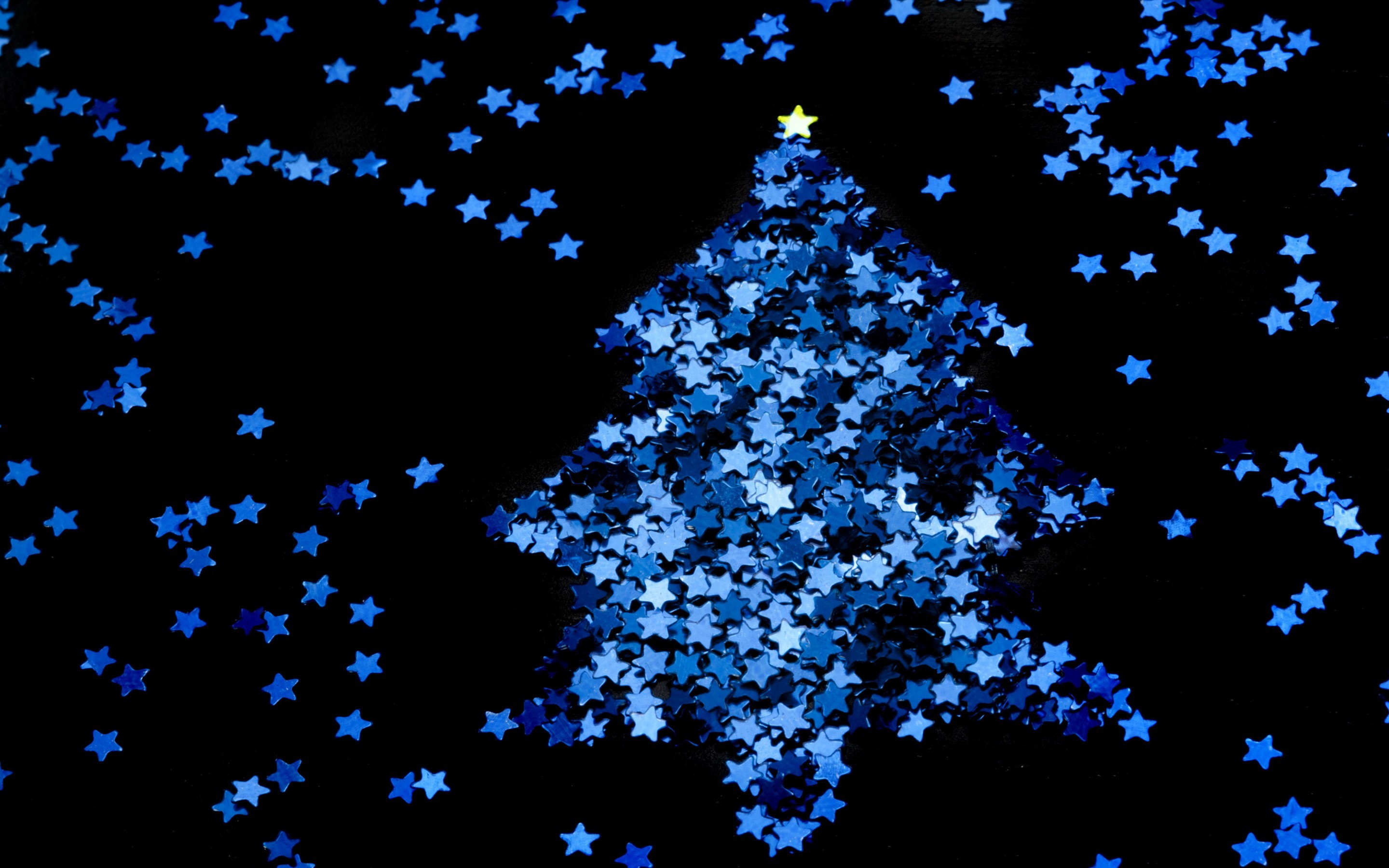 2880x1800 Tags: Christmas tree, Blue stars ...