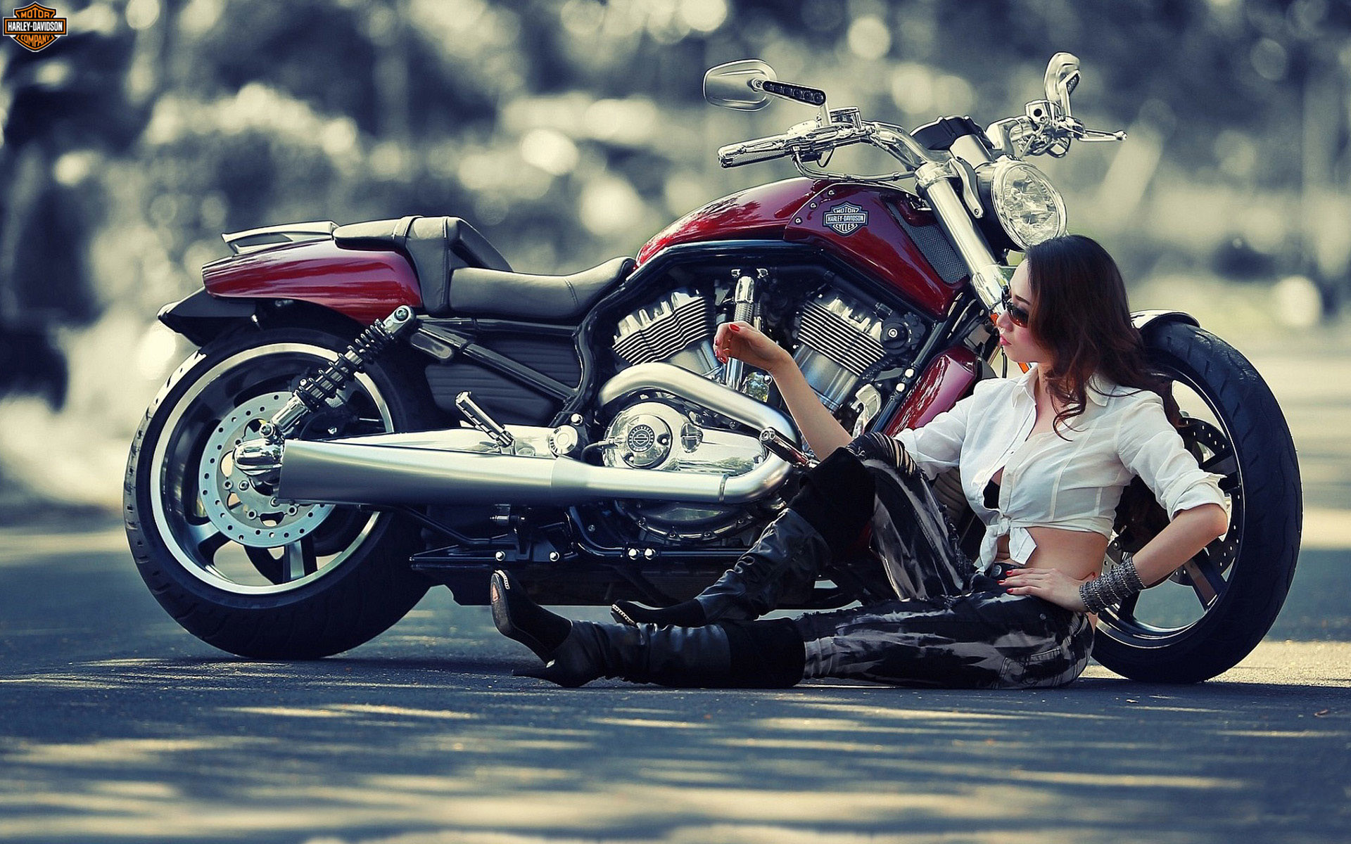1920x1200 Woman and a Harley-Davidson Motorcycle HD desktop wallpaper, Woman wallpaper,  Harley-Davidson wallpaper - Motorcycles no.
