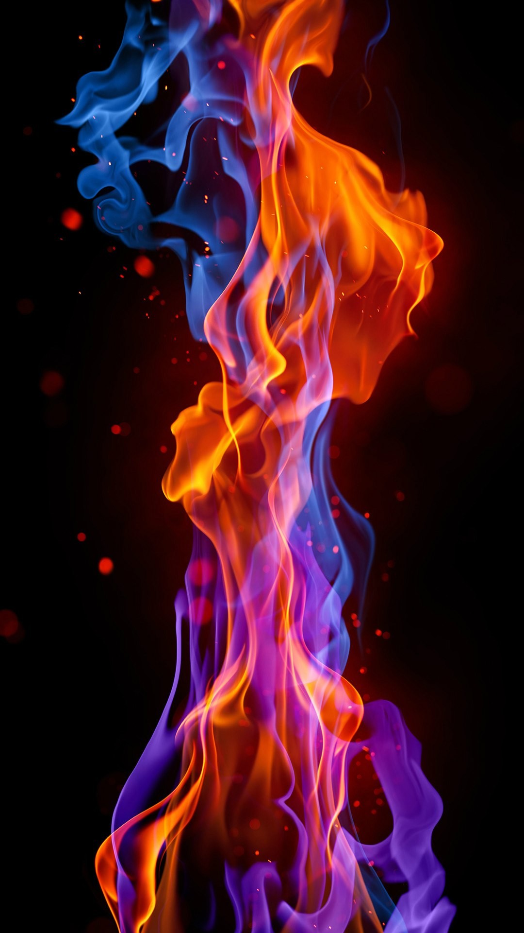1080x1920 Blue Red Fire . Mobile Hd Wallpapers