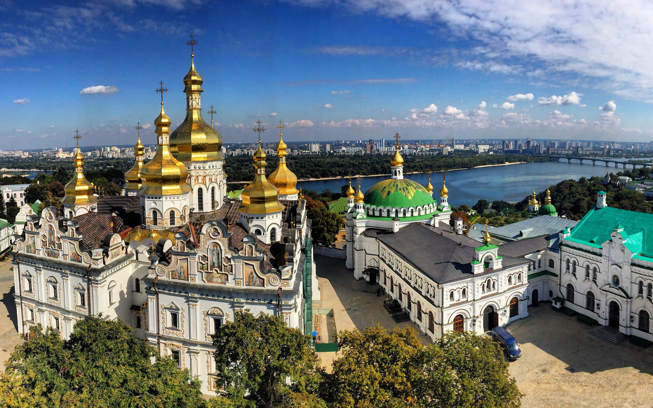 2560x1600 Ukraine, city, river, church, Kyiv, building exterior, built structure