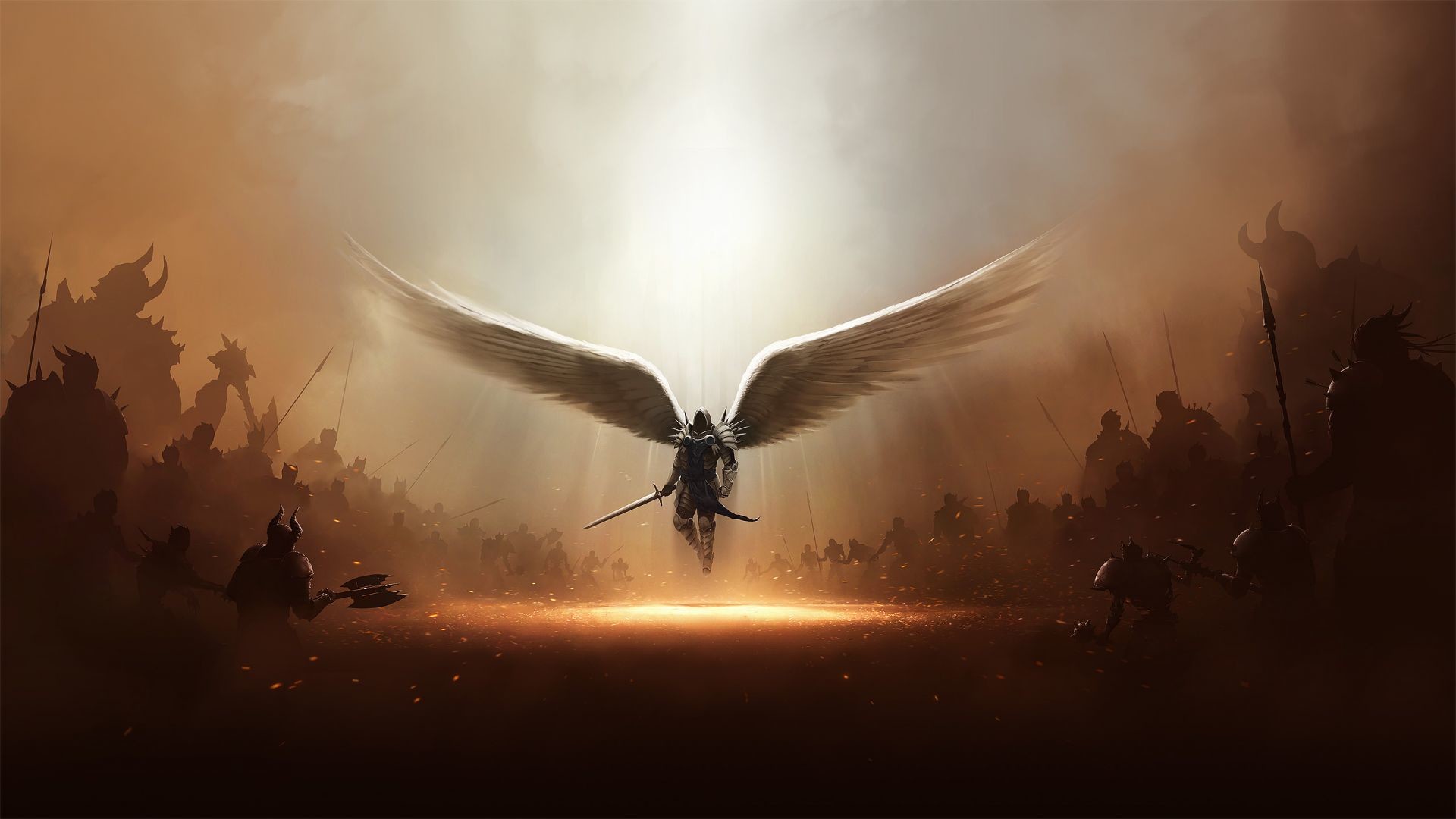 1920x1080 Tyrael Alone War Fighting Angel Demons Hell Heaven Diablo Game