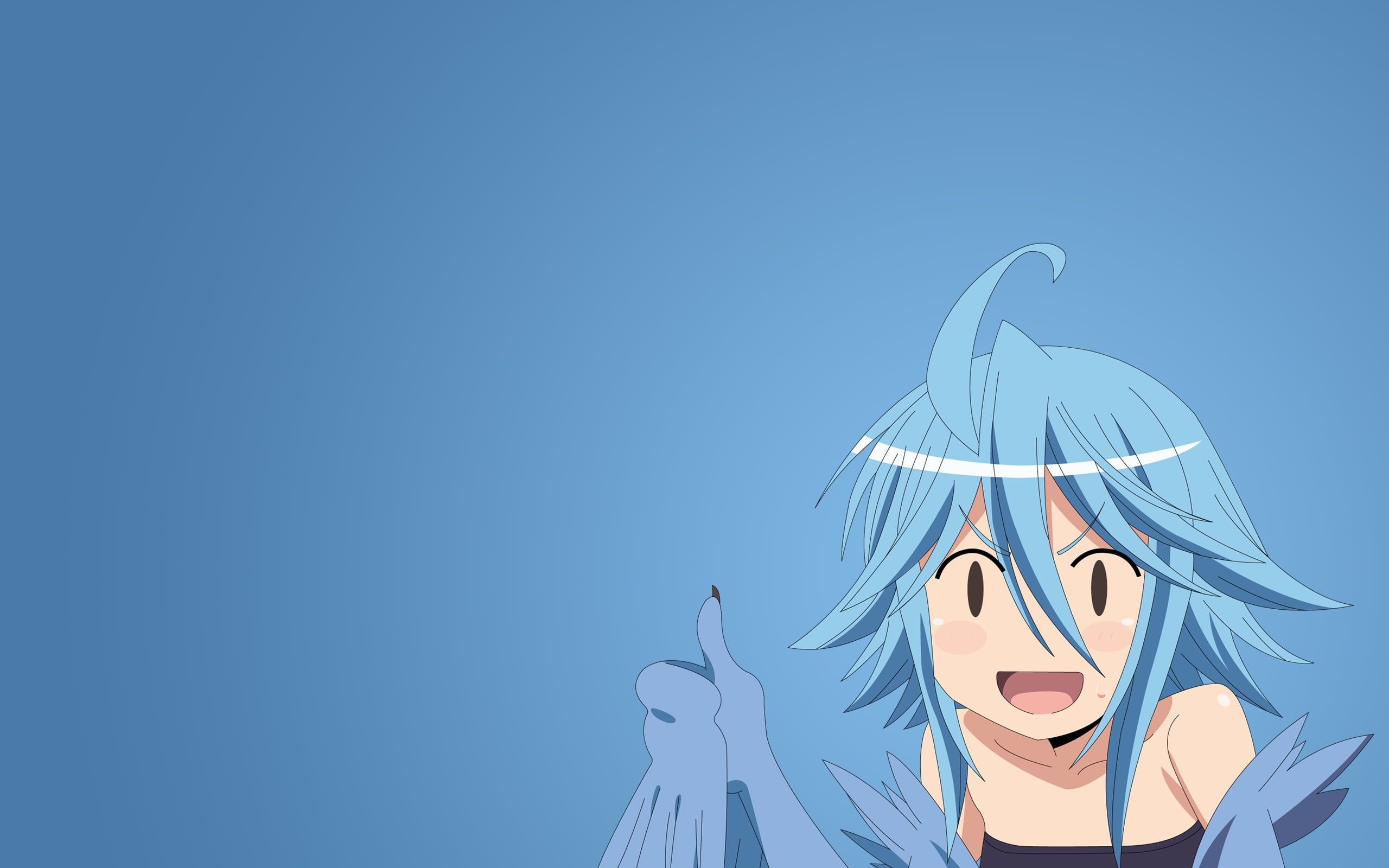 2560x1600 Blue haired anime woman character monster musume no iru nichijou