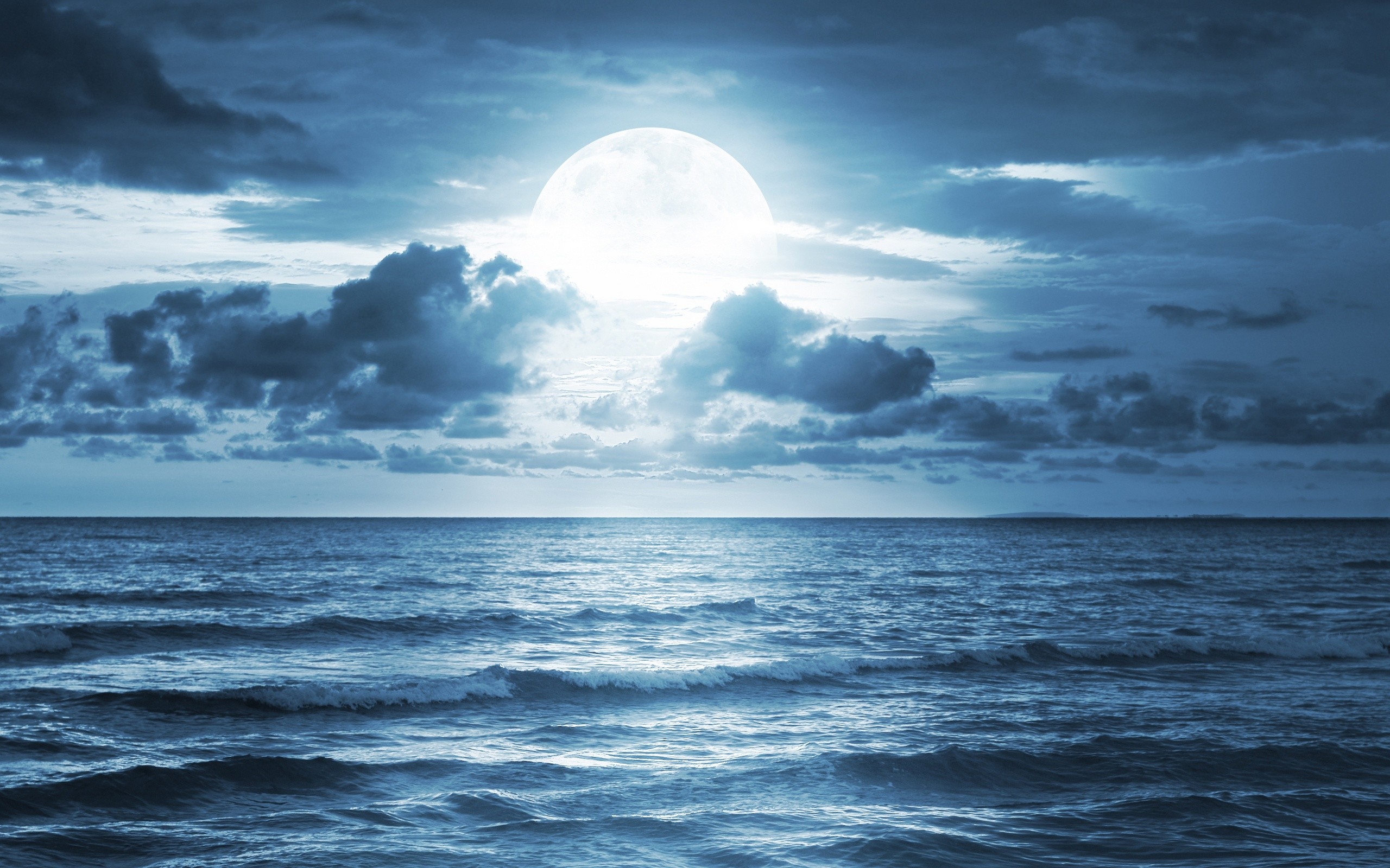 2560x1600 ocean sea moonlight dramatic scene full moon beautiful nature .