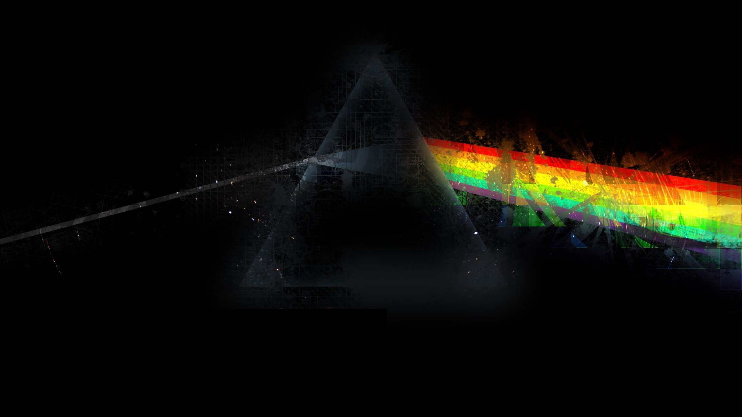 2560x1440 Wallpaper Pink Floyd, Triangle, Rainbow, Graphics, Background  :  Wallpapers13.com