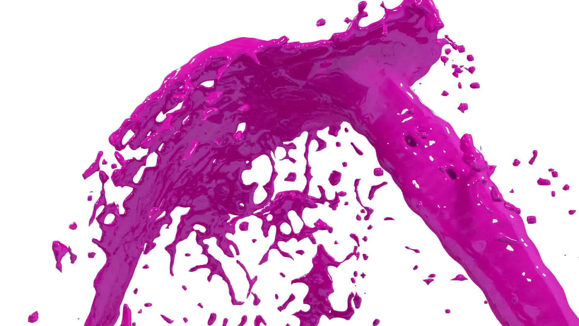 1920x1080 Beautiful fountain purple liquid splash, fountain 3d on white background  with alpha matte. Paint