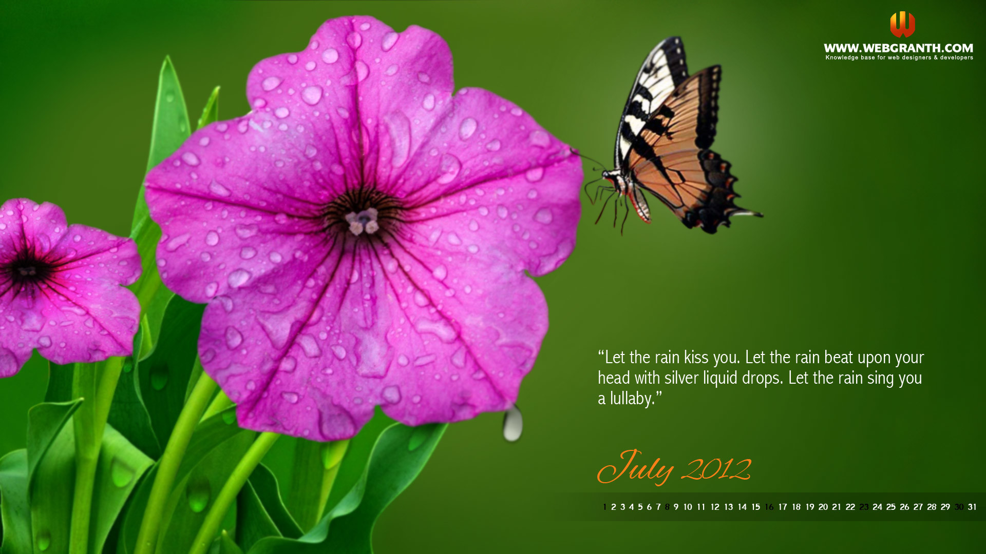 1920x1080 Blossom Free Rain July 2012 Calendar Wallpaper