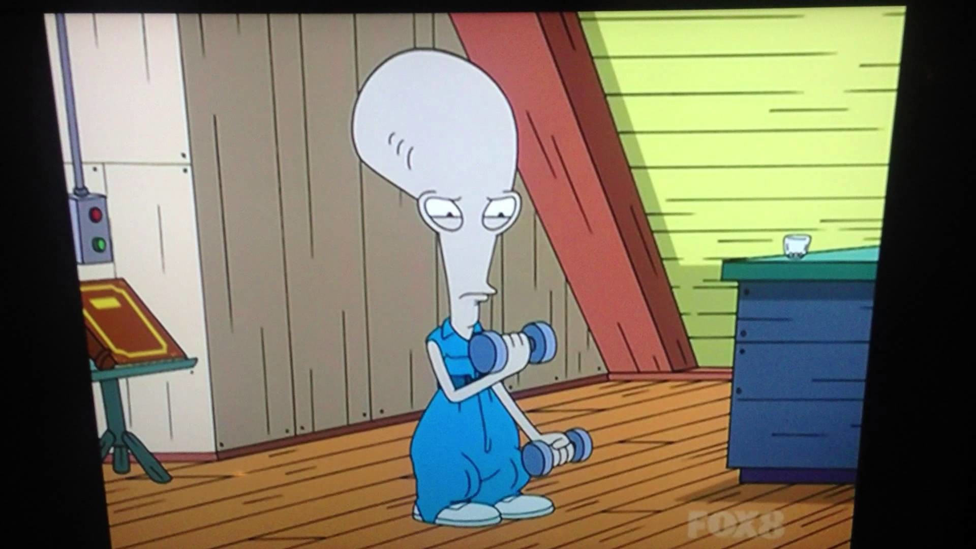 1920x1080 American Dad - Roger working out