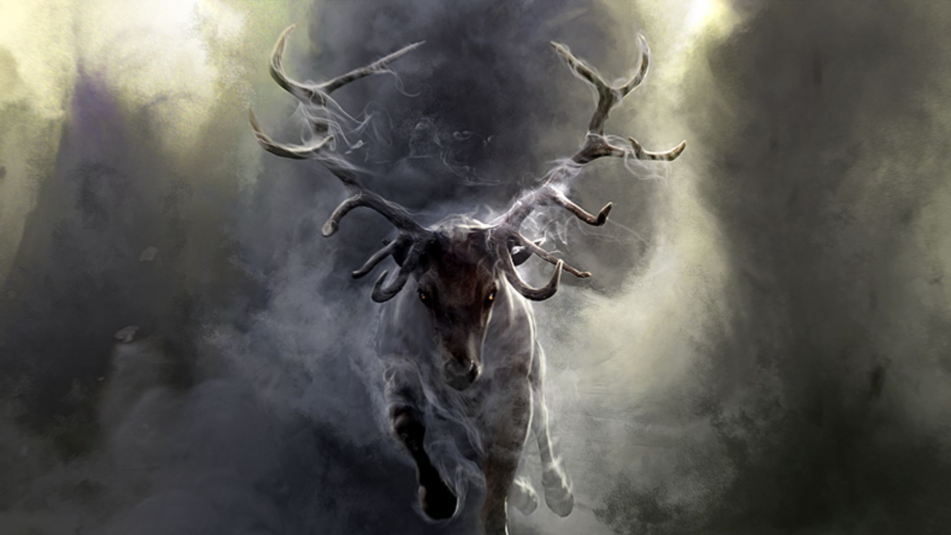 1920x1080 Download Wallpaper  Deer, Smoke, Run, Horns Full HD 1080p HD  Background