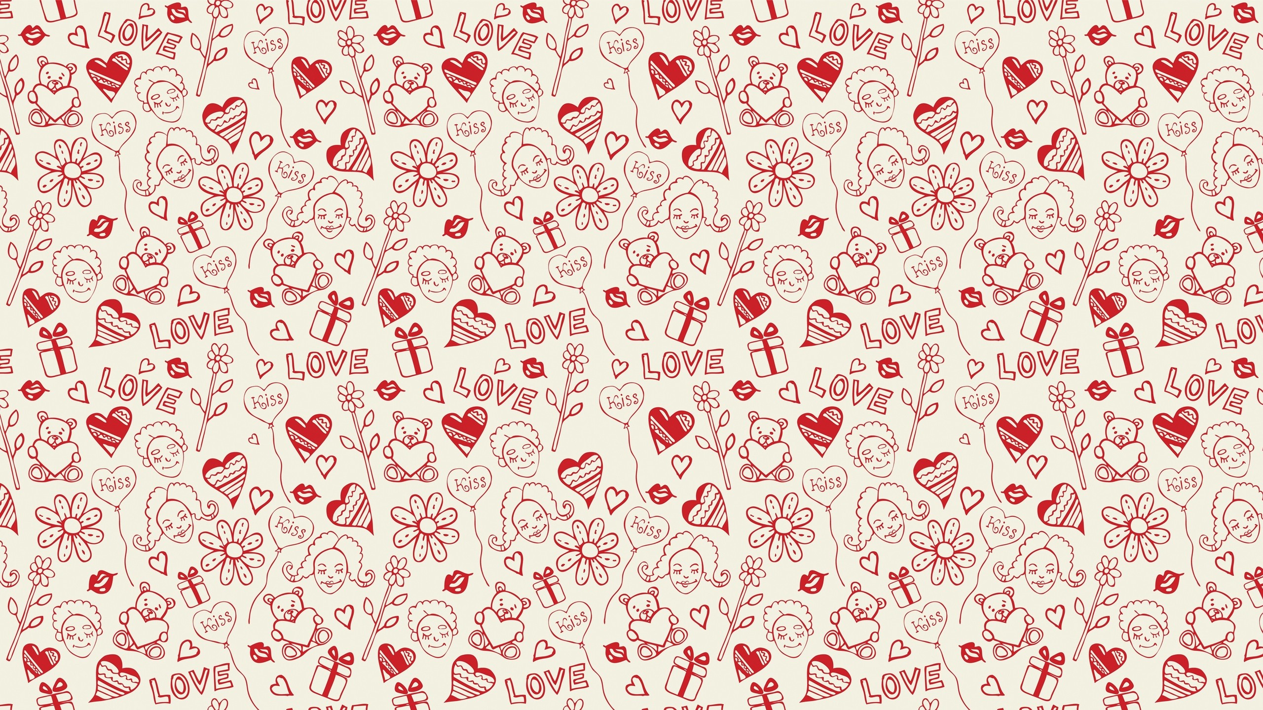 2560x1440  Wallpaper heart, background, pattern, surface, kiss, texture