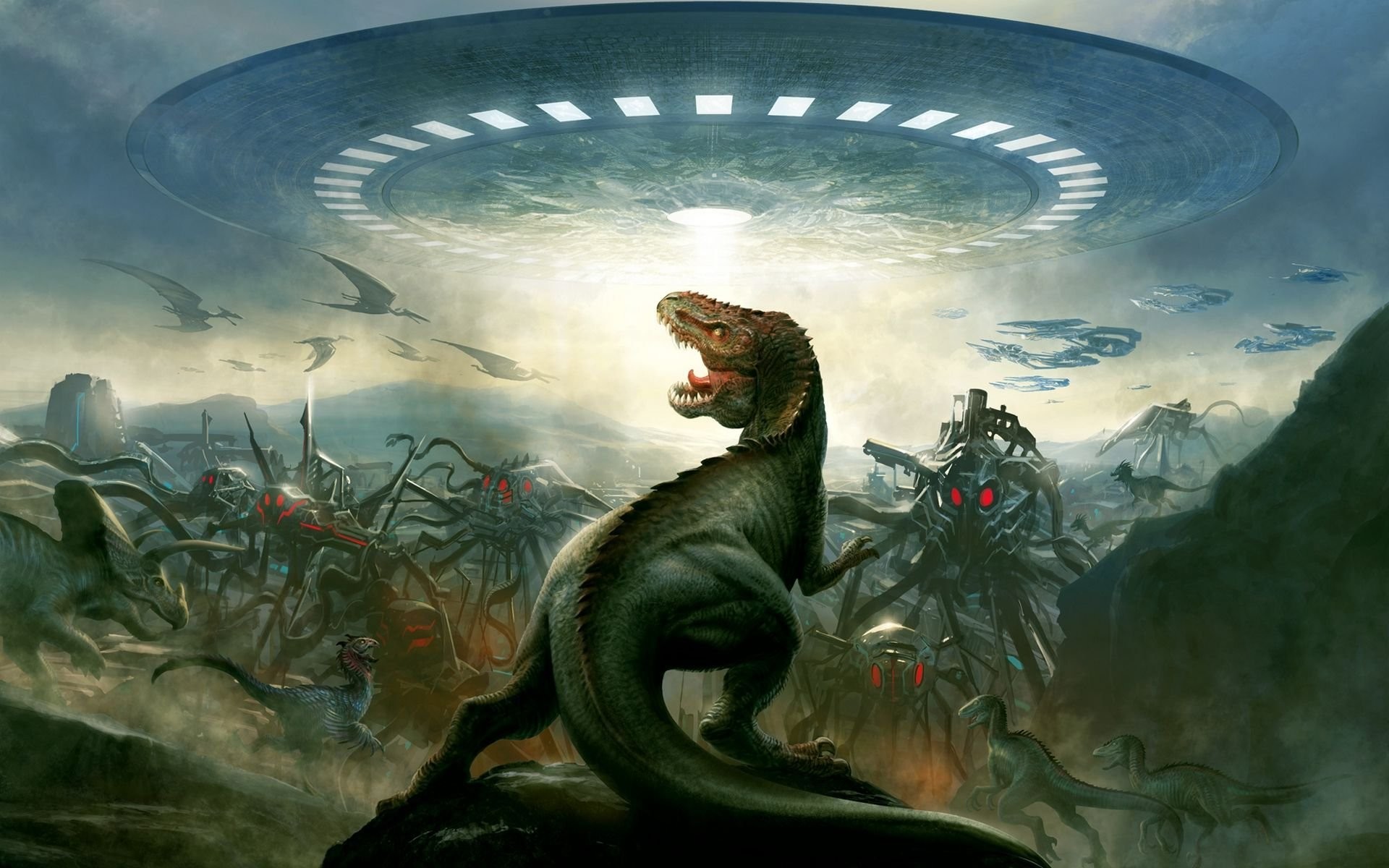 1920x1200 Dinosaurs Vs Aliens Wallpaper Wallpaper