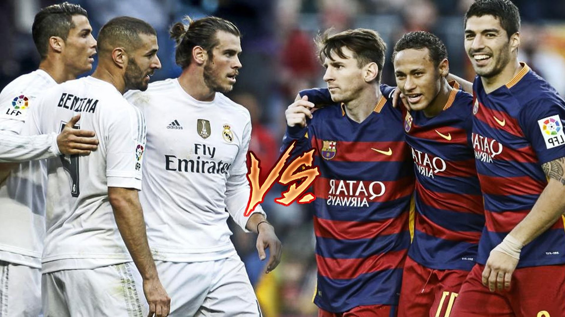 1920x1080 Bale, Benzema, C.Ronaldo vs Messi, Suarez, Neymar | BBC vs