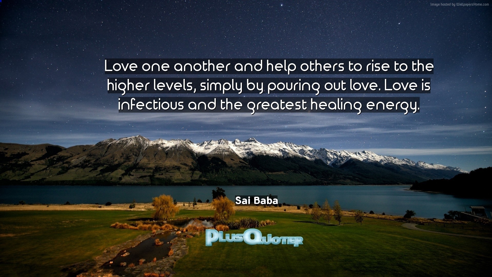 1920x1080 Download Wallpaper with inspirational Quotes- "Love one another and help  others to rise to