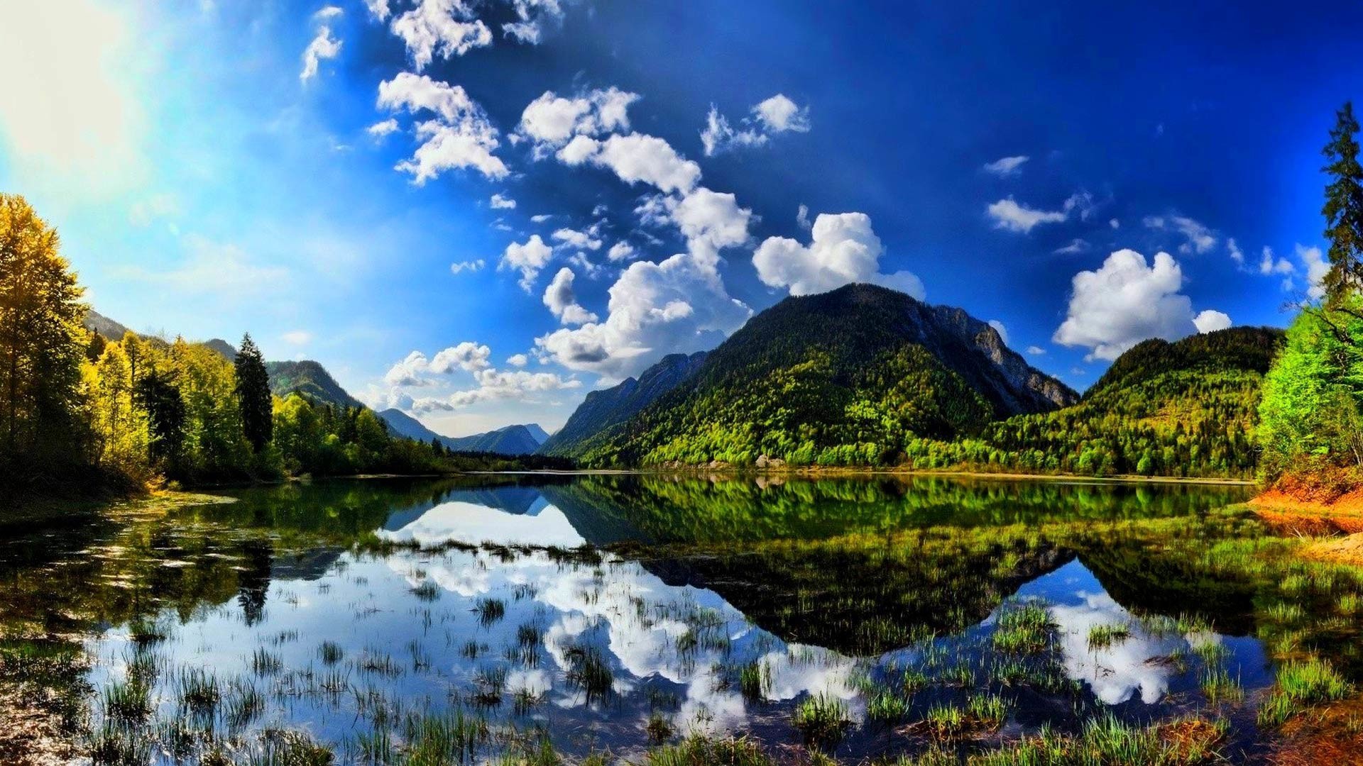 1920x1080 How to set this Summer sunshine scenes lake mountain wallpapers on .