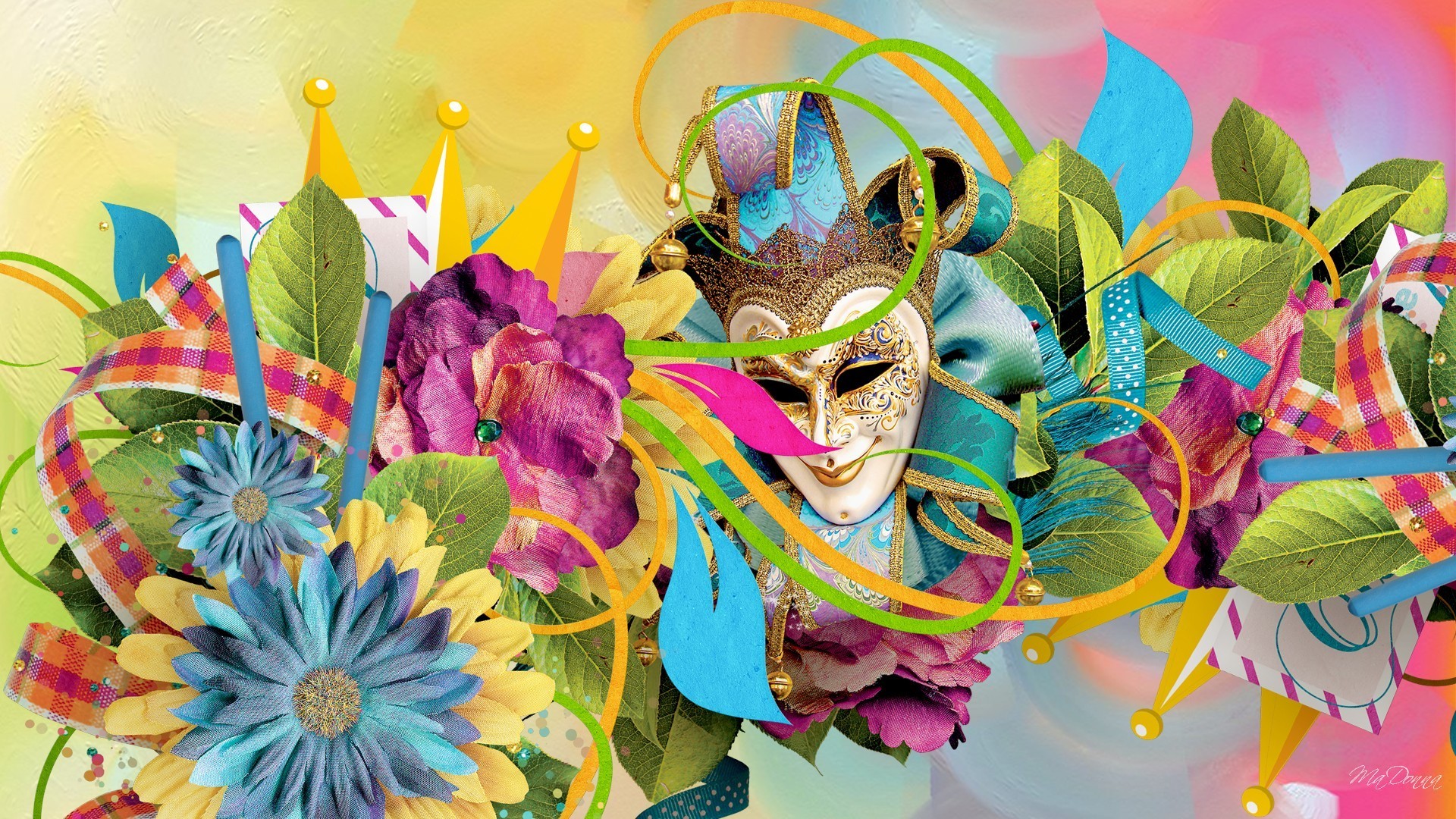 1920x1080 Download Carnival Colorful New Orleans Flowers Celebrate Brazil Lent Mask  Bright Masquerade Mardi Gras Ribbons Street Party Streamers Flower Nice  Wallpaper