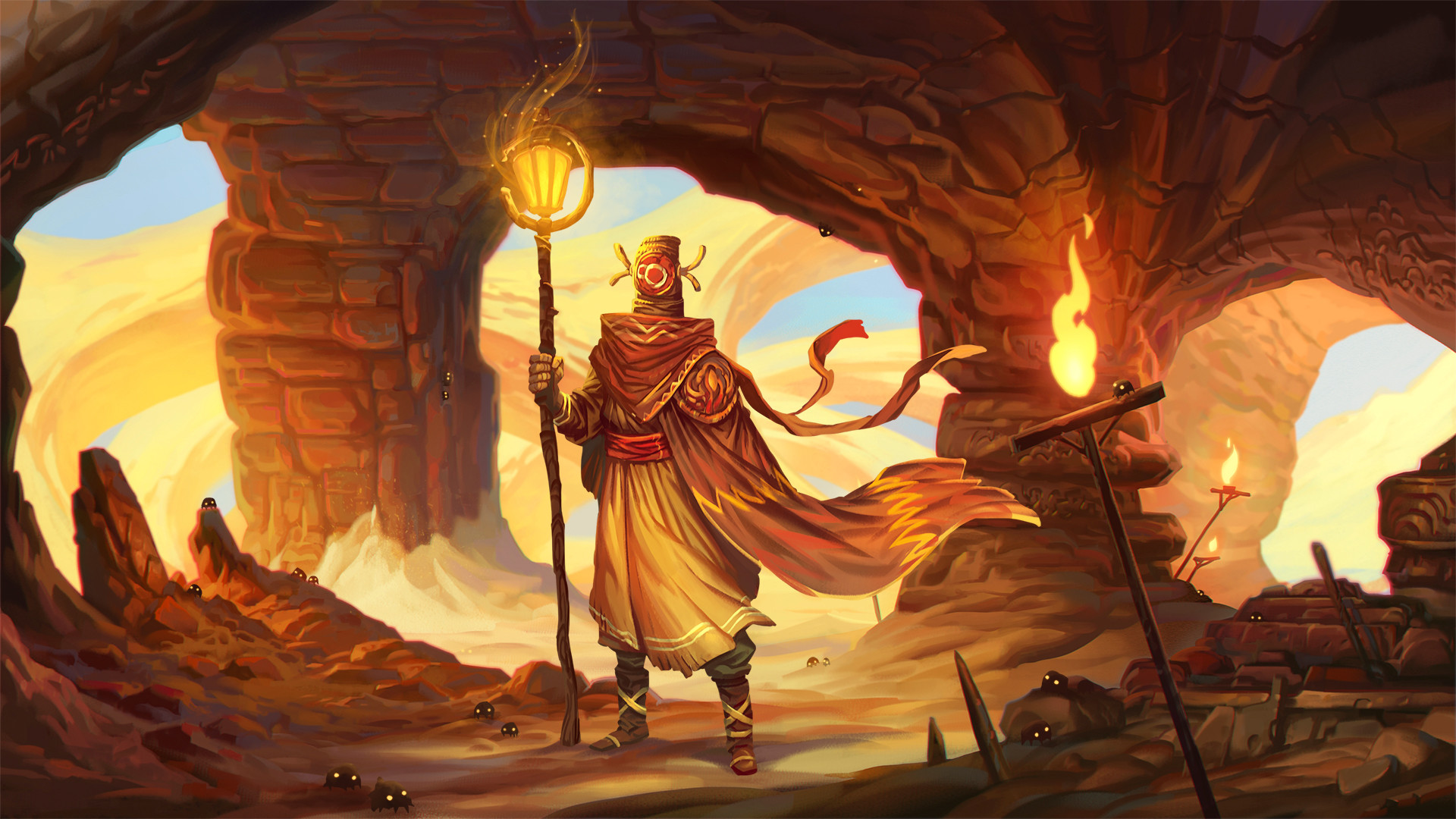 1920x1080 Shaman in the desert. Wallpaper from Faeria