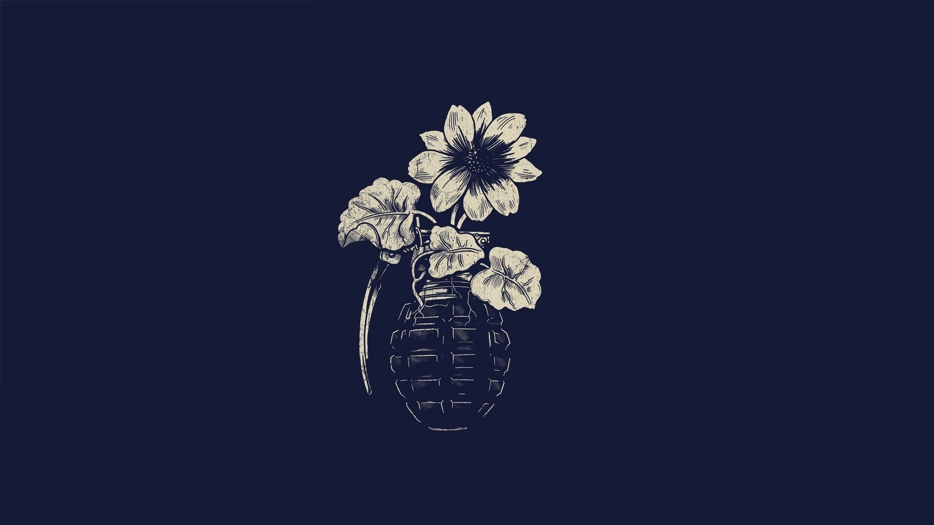 1920x1080 Artwork Flowers Grenades Minimalistic Simple Background Simplistic