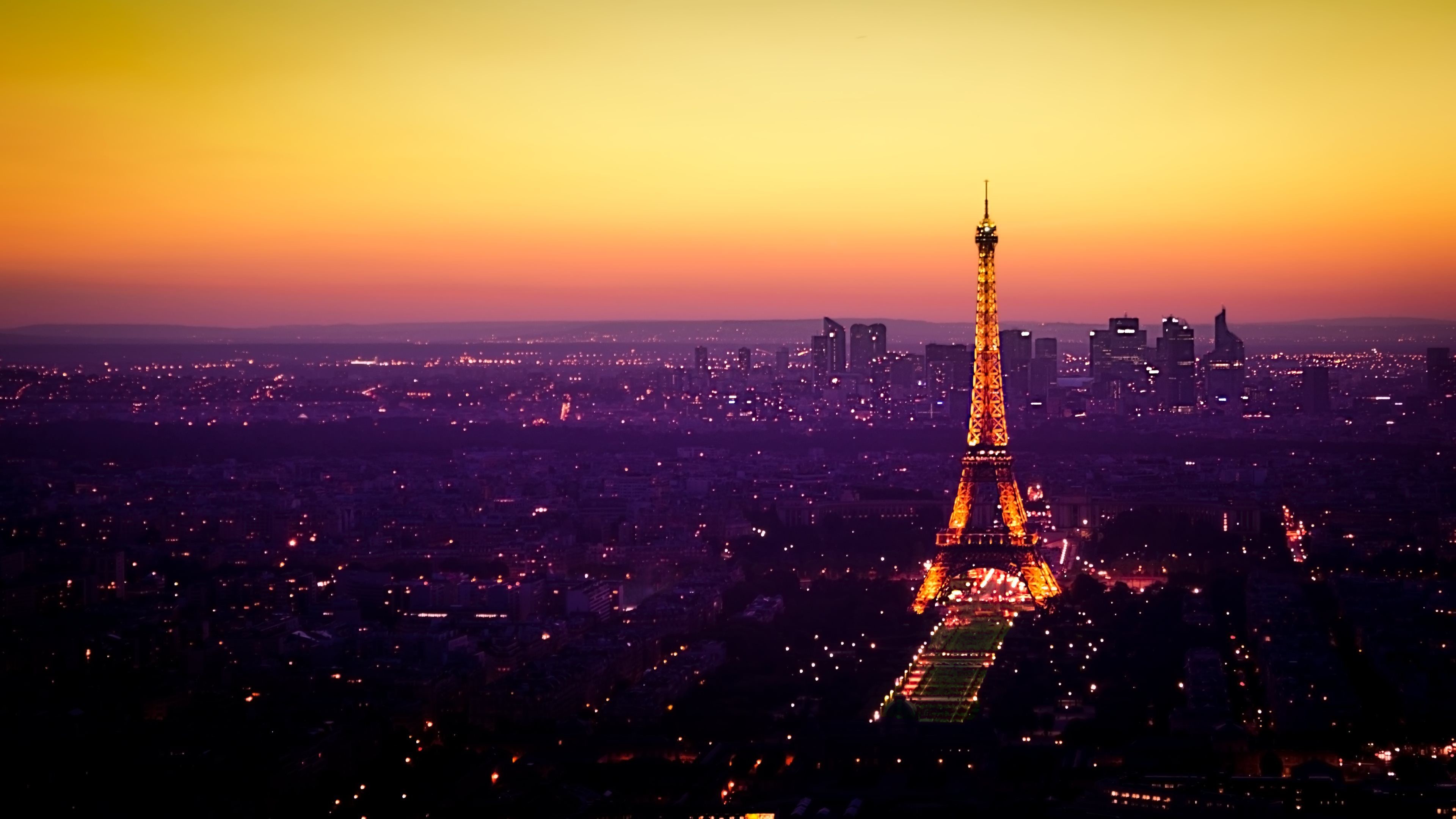 3840x2160 Man Made Paris Eiffel Tower France City Light Wallpaper