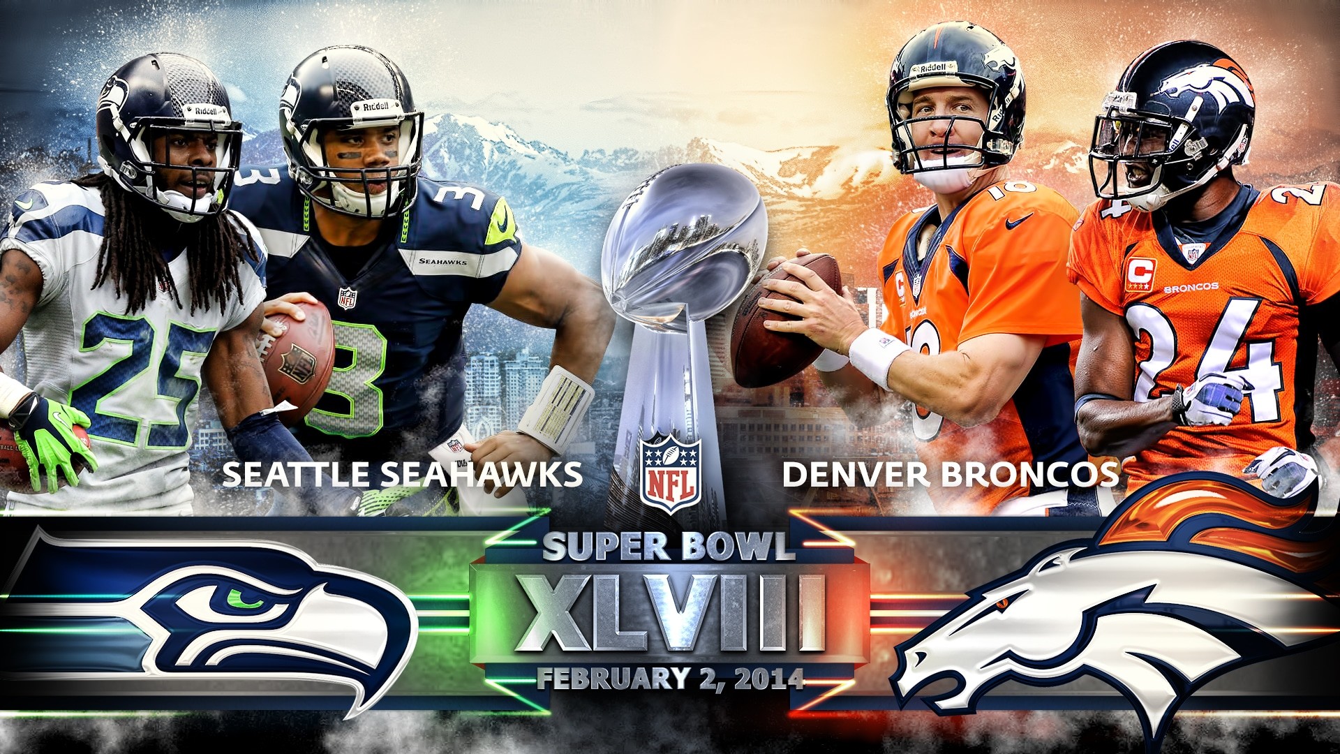 1920x1080 Super Bowl 48 Seattle Seahawks Denver Broncos Wallpaper