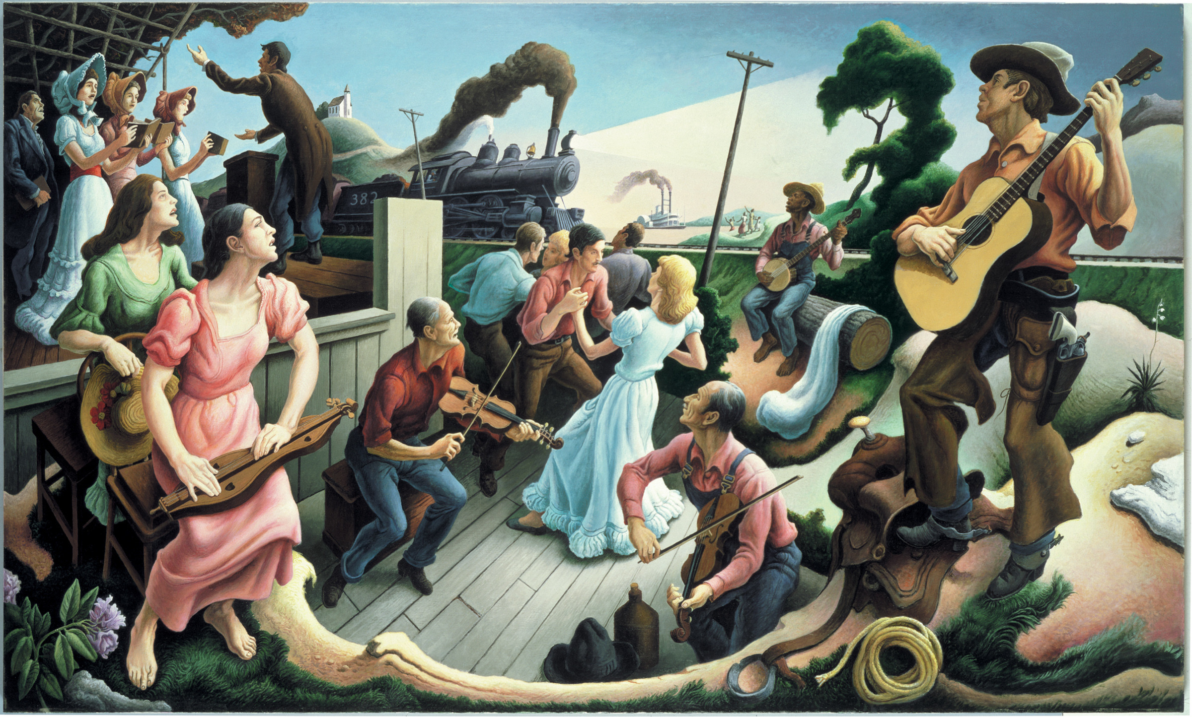 2400x1445 The Sources of Country Music,” painted by Thomas Hart Benton in 1975, just