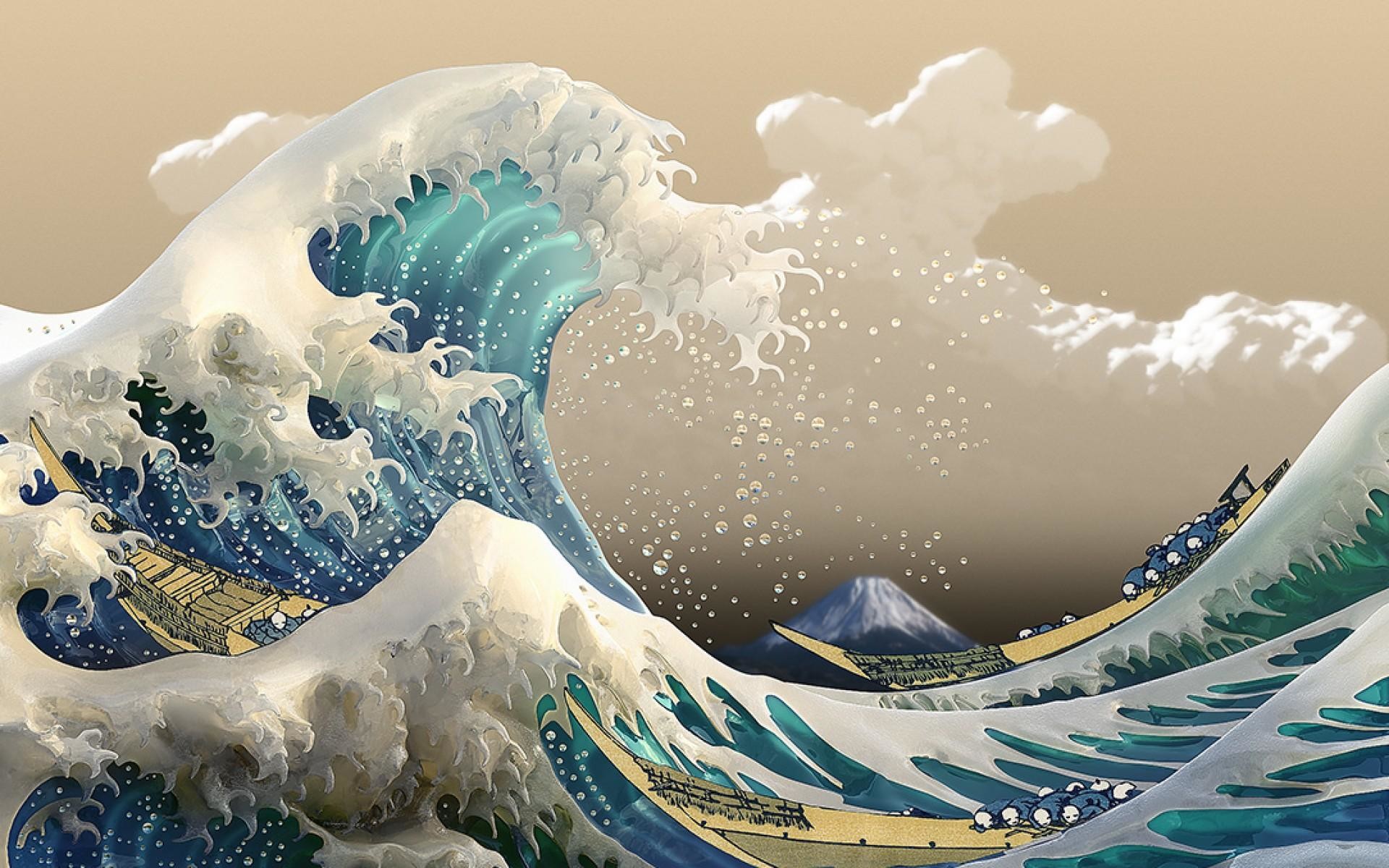 1920x1200 the great wave wallpaper #881797 .