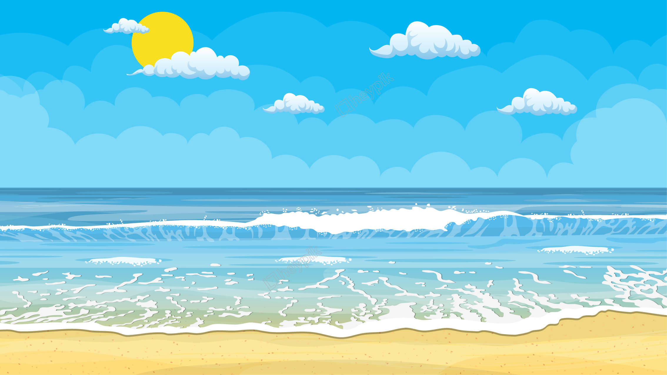 2268x1276 Beach holiday summer fresh sea sea realistic background design
