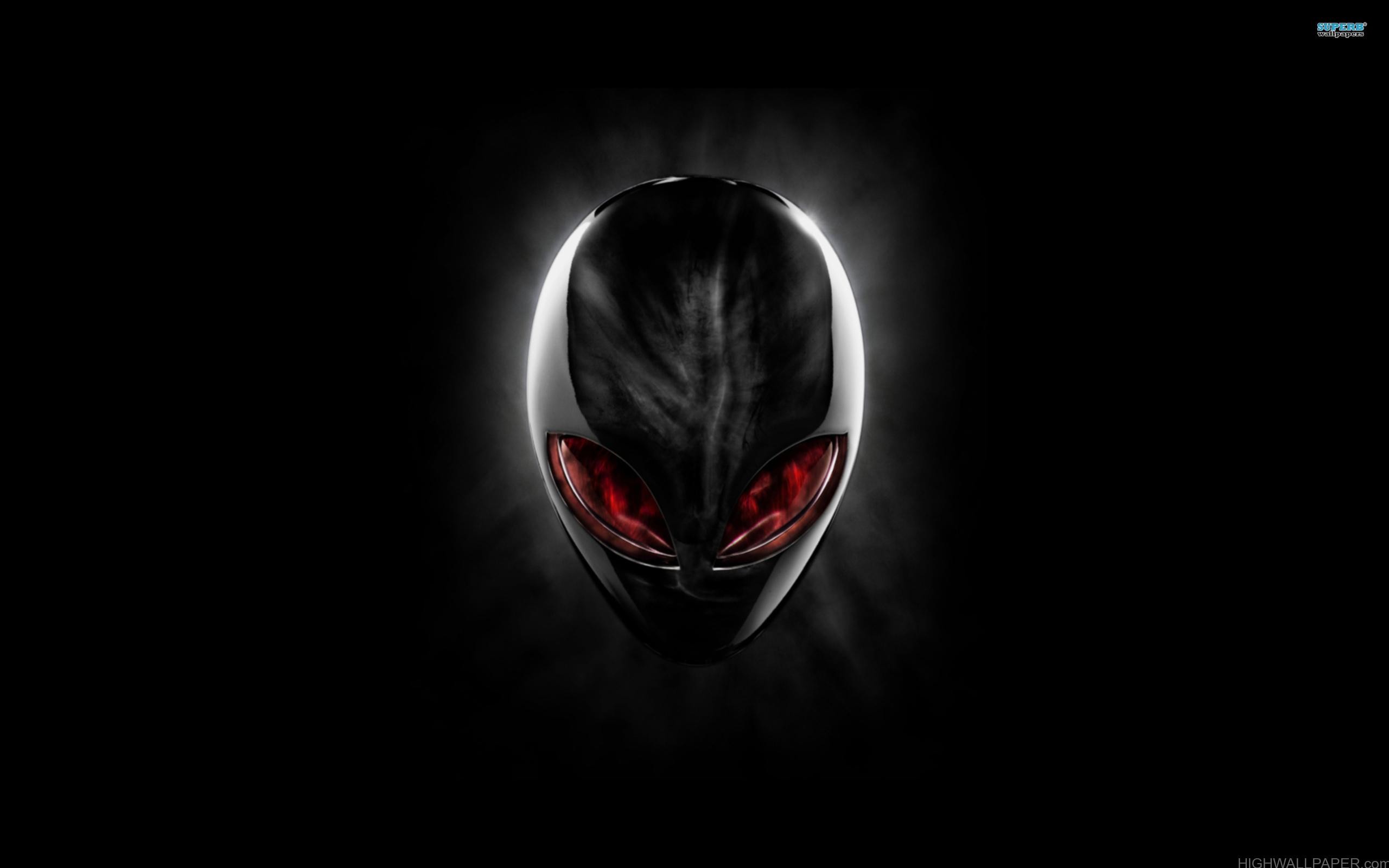 2560x1600 Alienware Black Skull Red Eyed HD Wallpaper