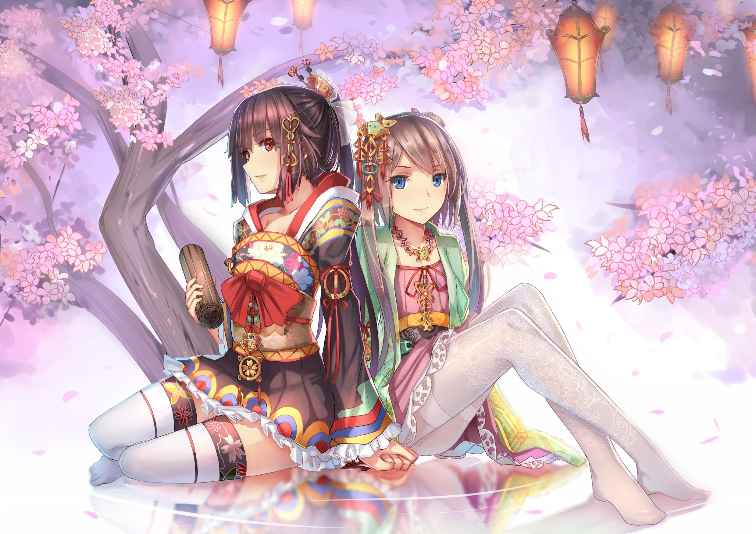 2480x1753 original Characters, Anime, Japanese Clothes, Cherry Blossom, Anime Girls,  Manga Wallpapers HD / Desktop and Mobile Backgrounds