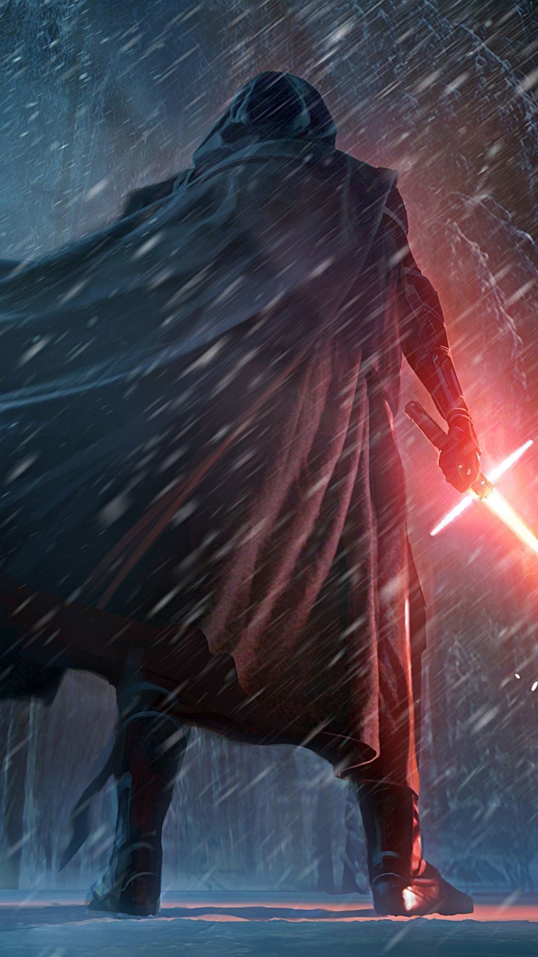 1080x1920 Star Wars The Force Awakens Wallpaper Kylo Ren Snow Scene
