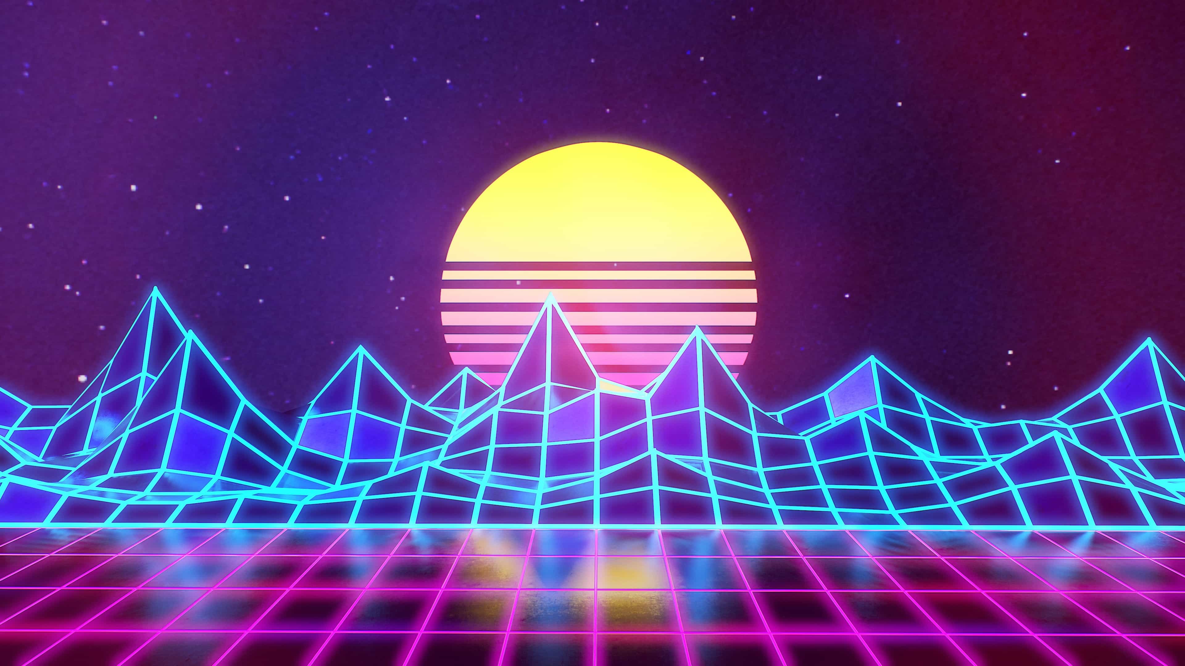 3840x2160 Synthwave - Neon 80s - Background - Marmoset Toolbag Render