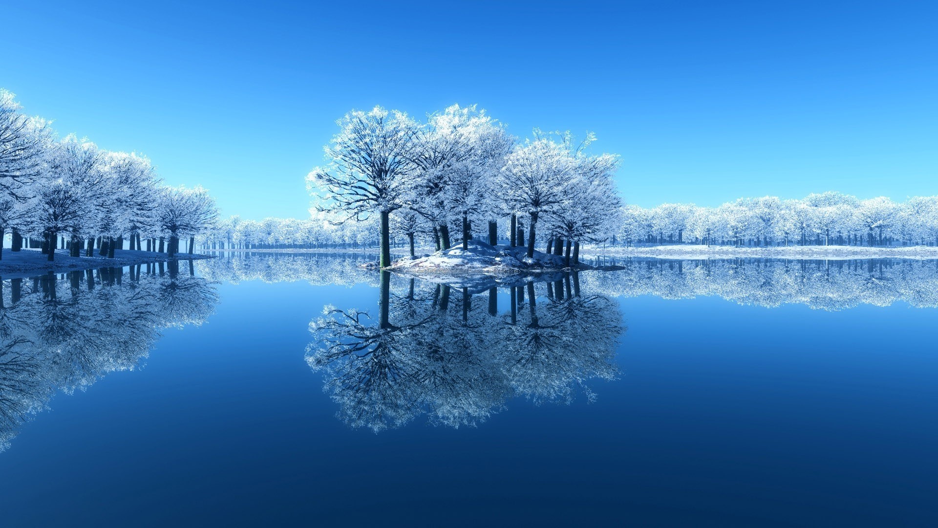 1920x1080 Landscape of the winter lake HD Desktop Wallpaper
