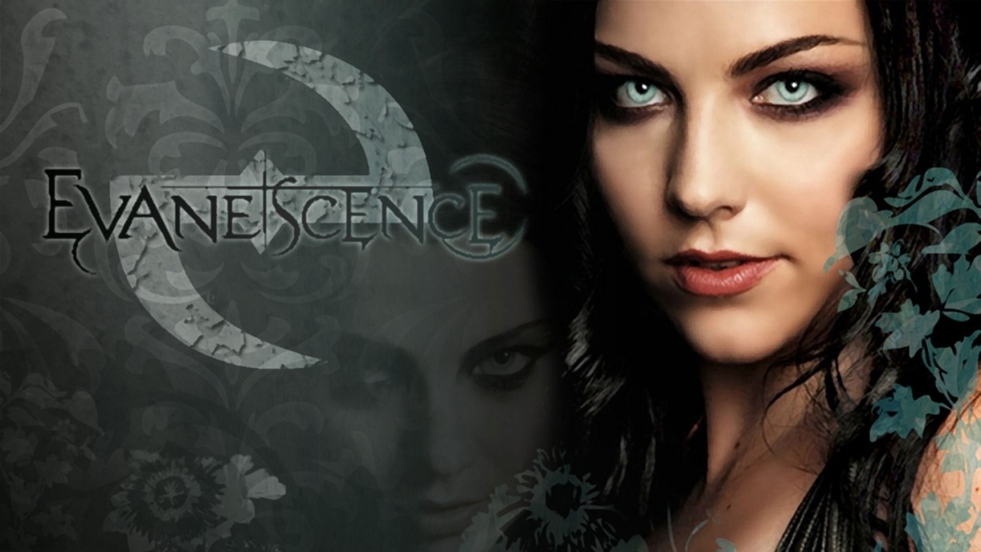 1920x1080 Preview wallpaper evanescence, letters, face, hair, eyes 
