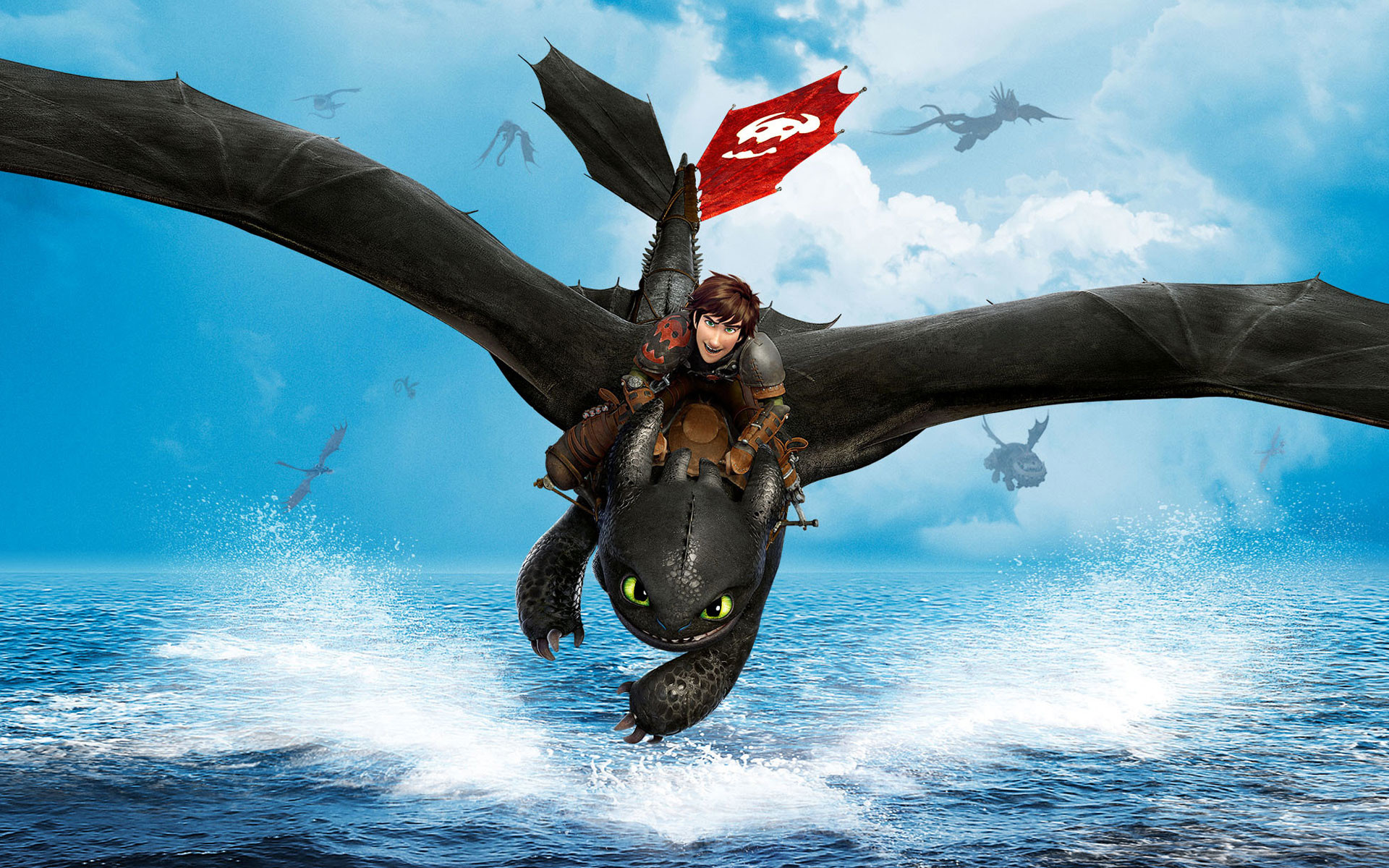 1920x1200 How to Train Your Dragon 2 - Hiccup riding Night Fury over the sea   wallpaper