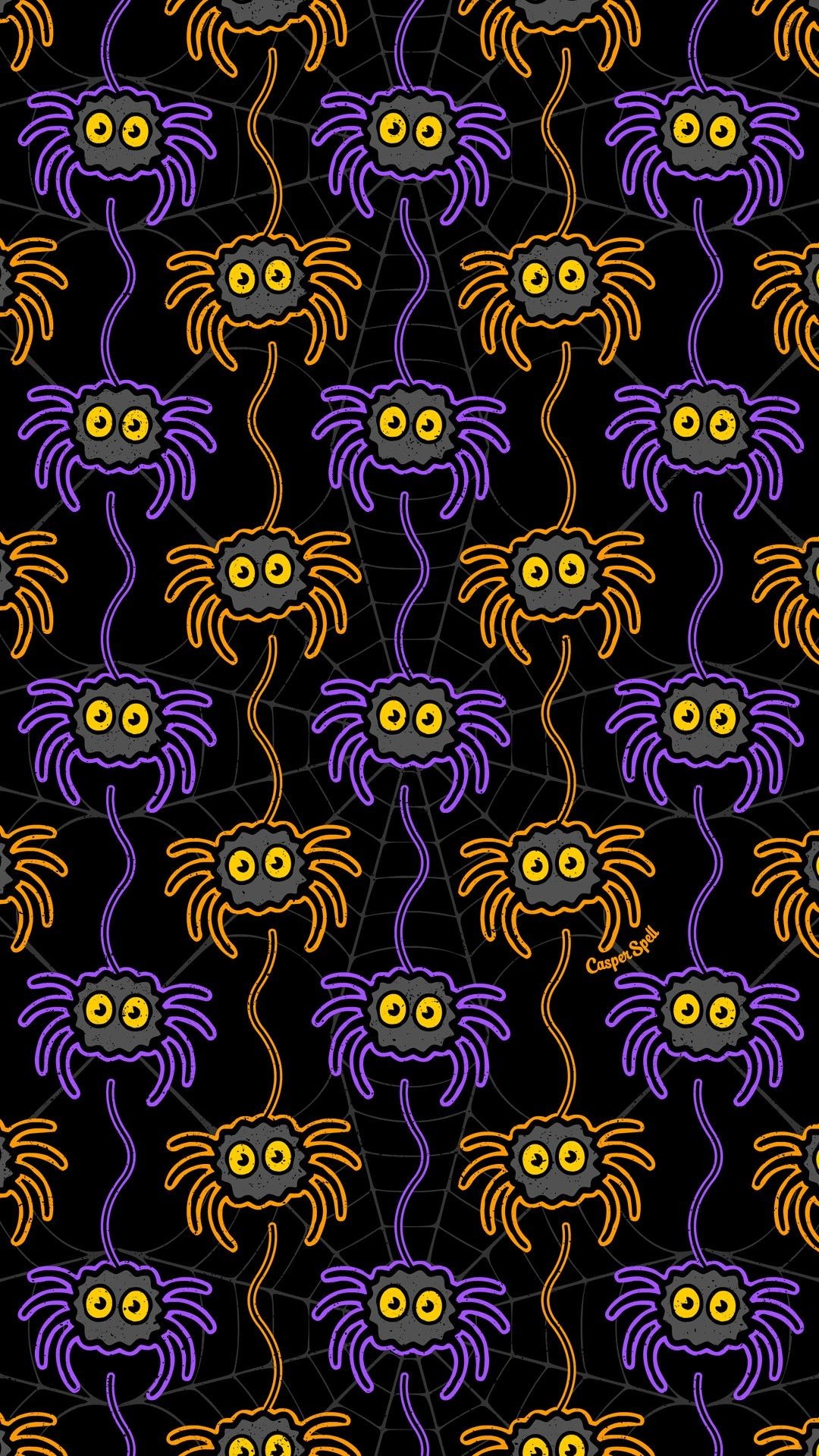 1080x1920 Spooky Cute Creepy Halloween Spiders Wallpaper Seamless Repeat Pattern Art  Illustration Casper Spell (www.casperspell.com)