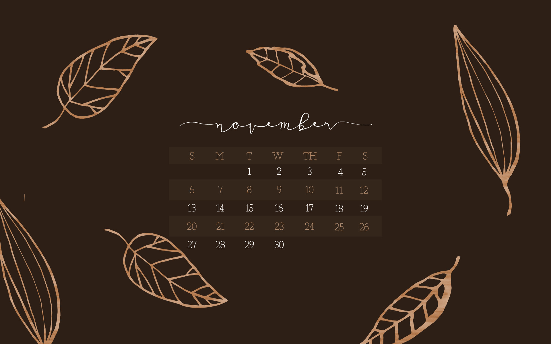 1920x1200 Download Your November Calendar Wallpaper