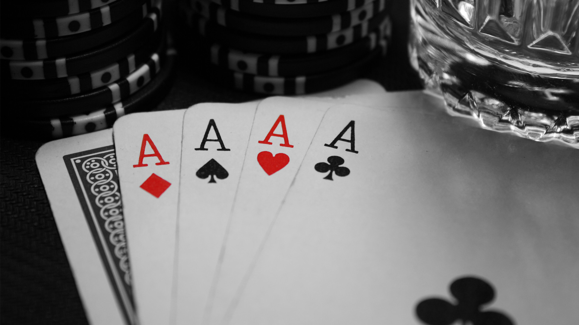 1920x1080 Wallpaper poker, cards, ace, black, white, game, diamonds, spades